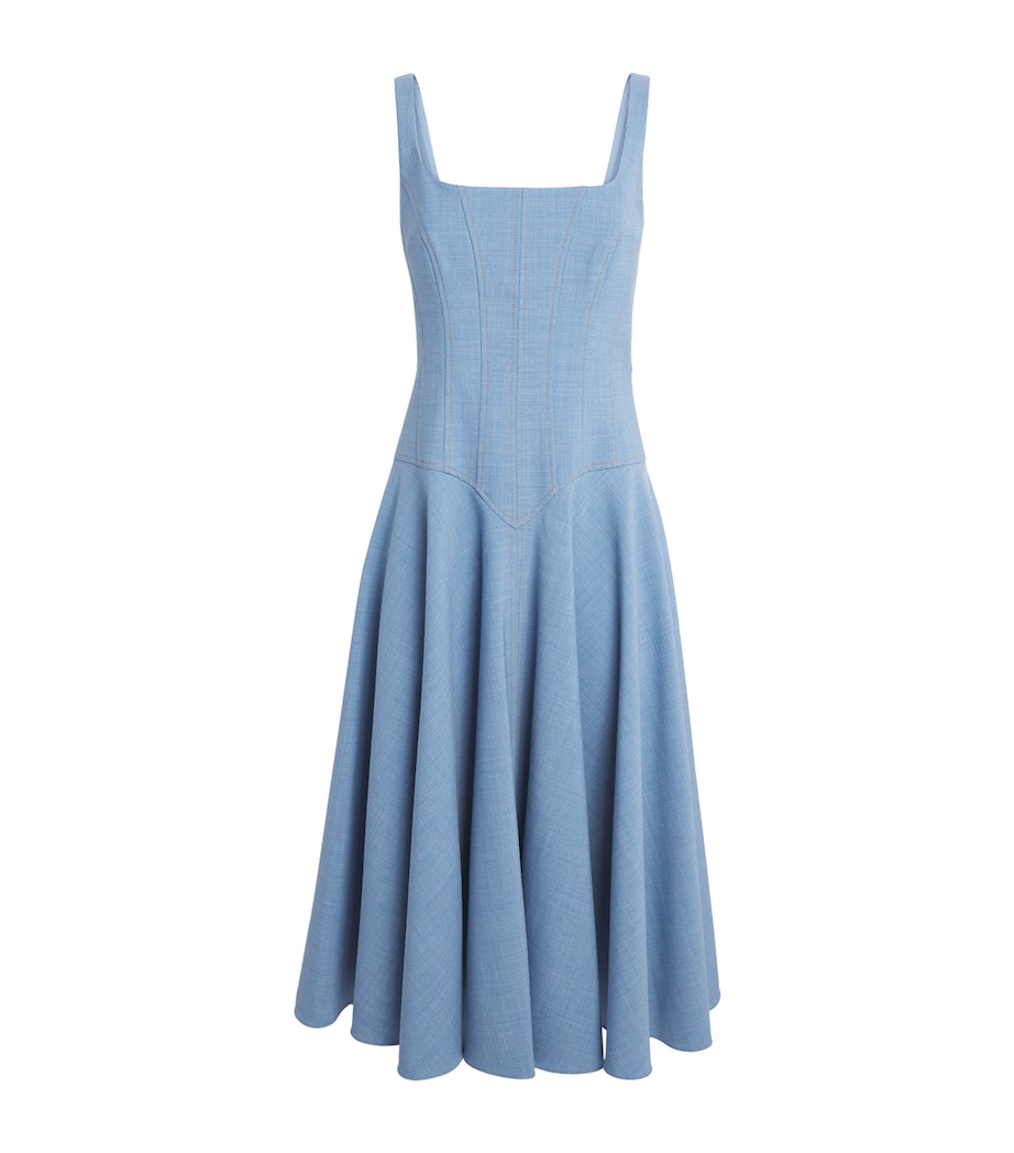 Emilia Wickstead Womens Chambray Harmony Midi Dress Blue Melange Image 1