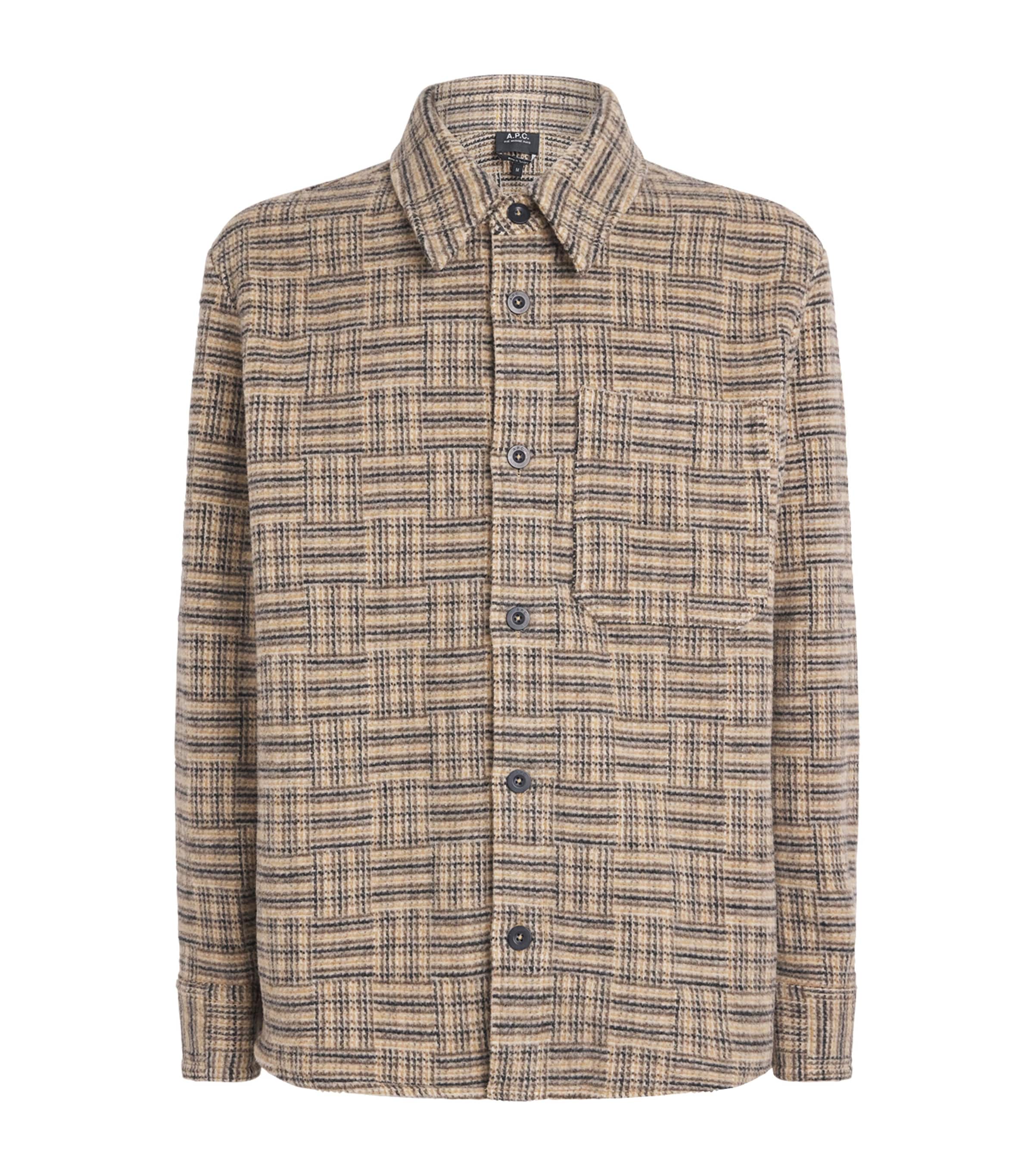 A.P.C. Mens Wool Check Overshirt Baa Beige Image 1