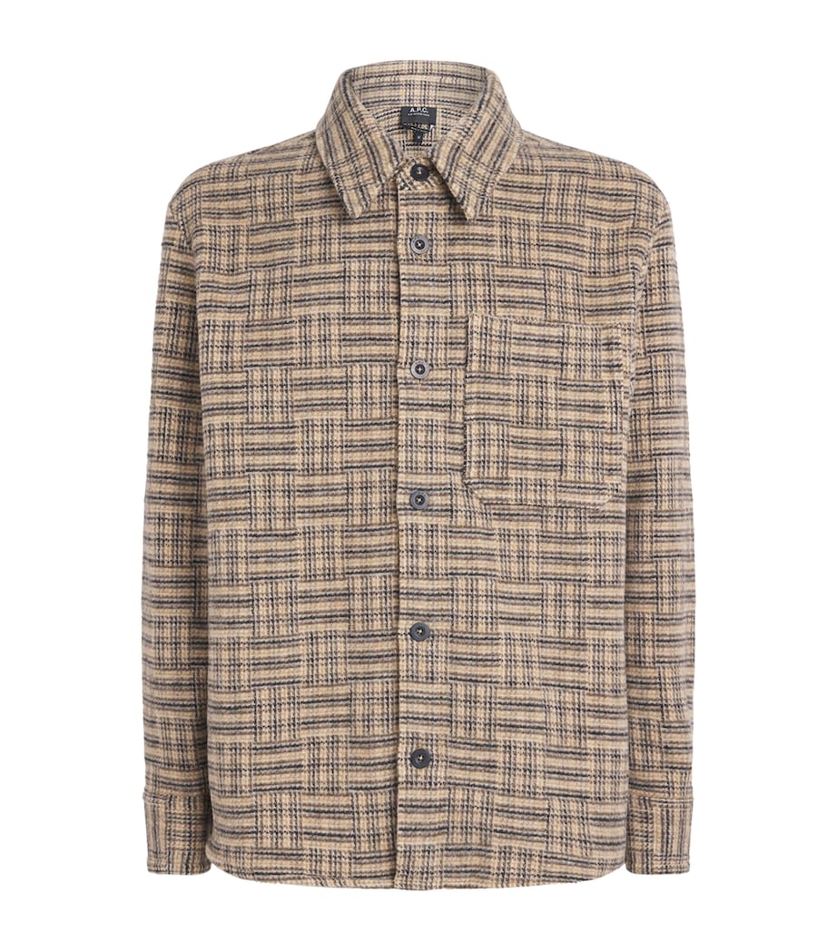 A.P.C. Mens Wool Check Overshirt Baa Beige Image 1