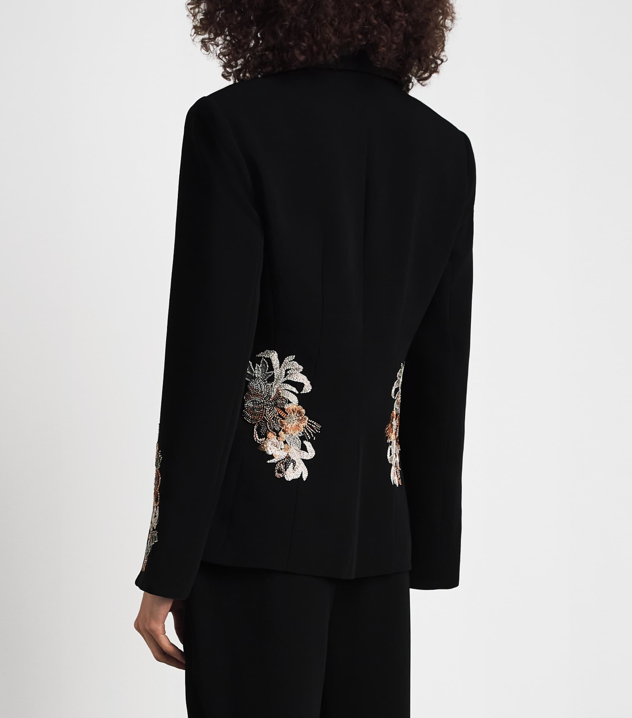 Cinq A Sept Womens Beaded Border Isby Blazer Black/neutral Multi Image 5