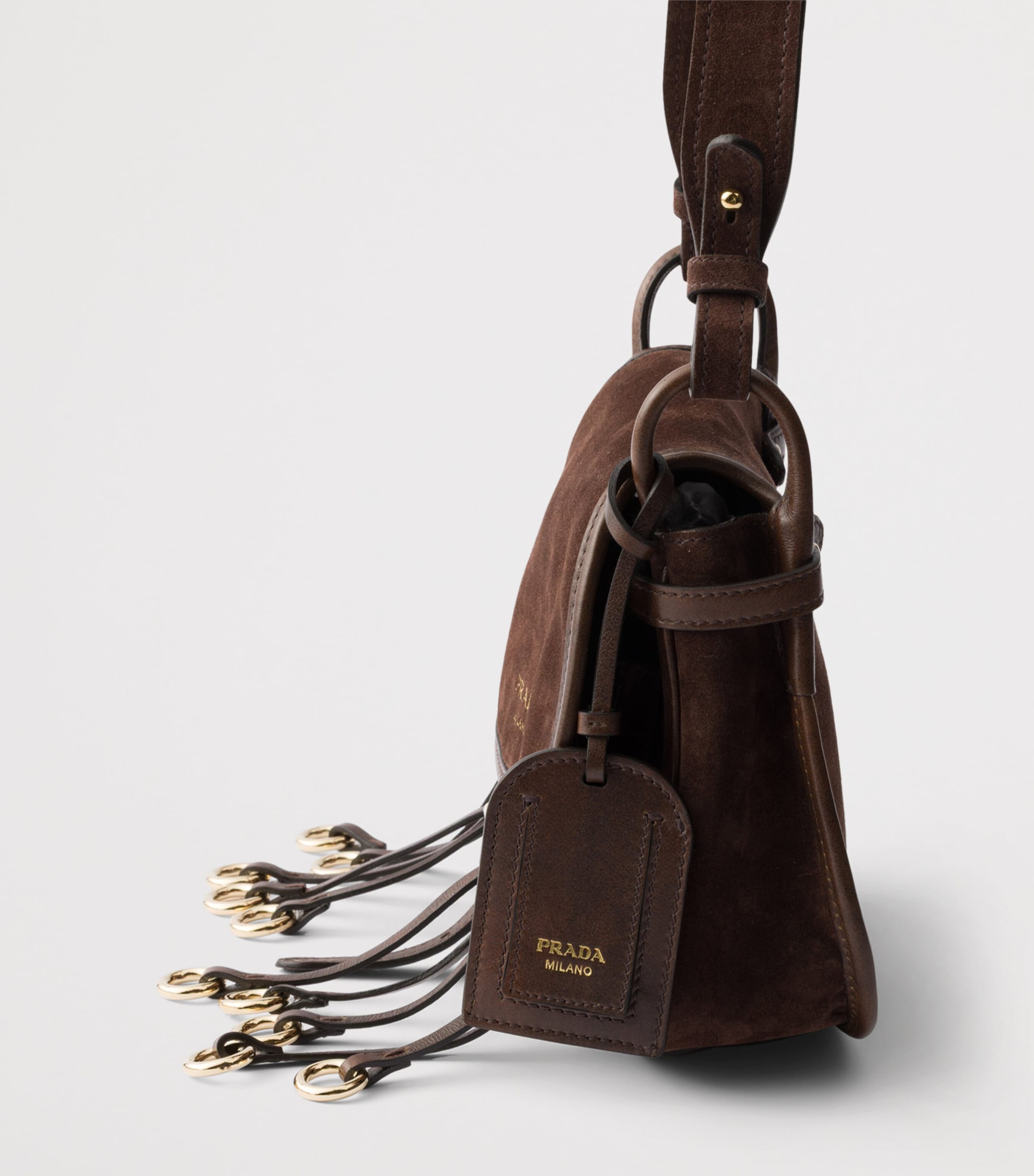 Prada Mini Suede Corsaire Shoulder Bag Brown Image 6