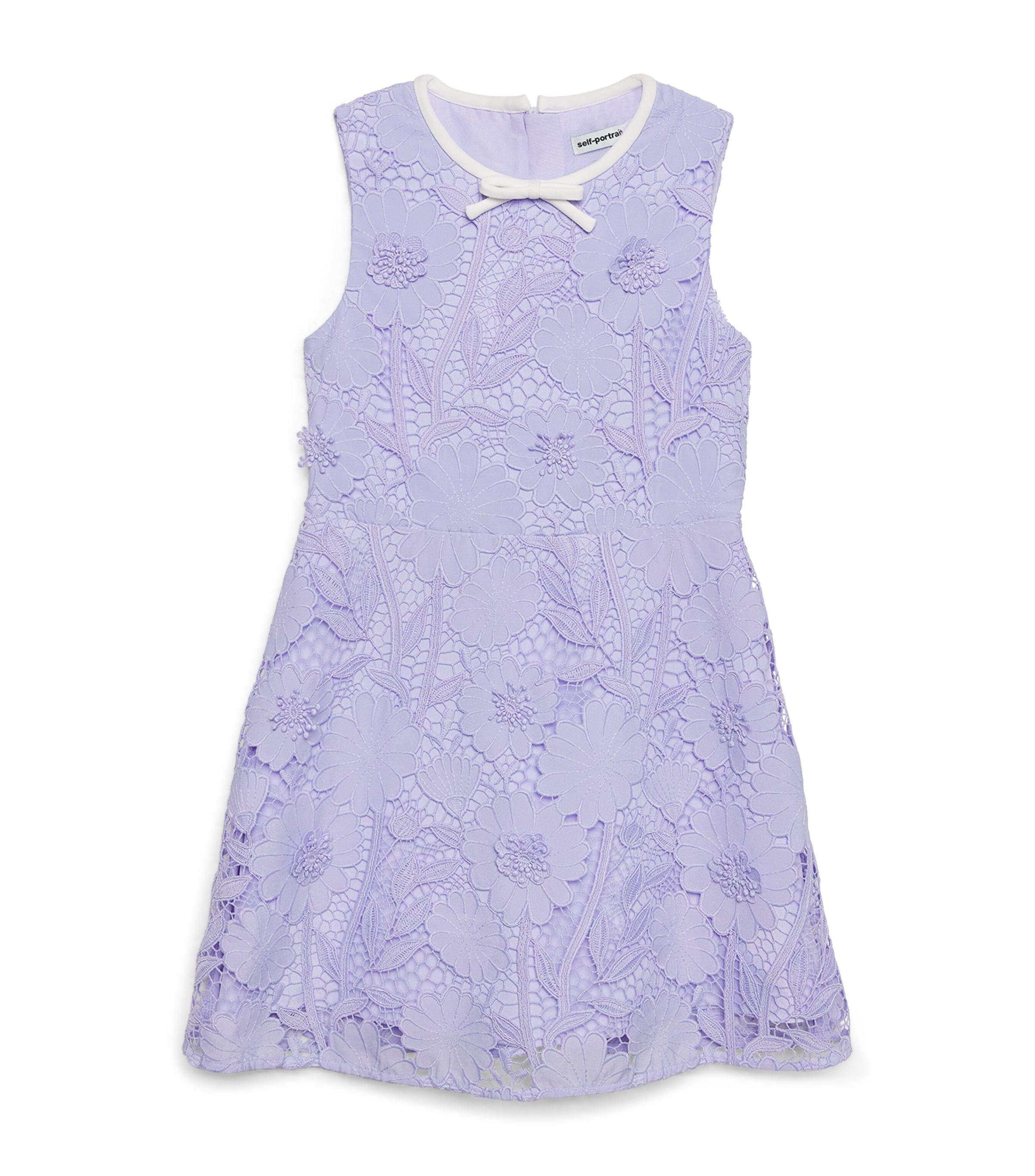 Self-Portrait Kids Lace Mini Dress (3-12 Years) Lilac Image 1