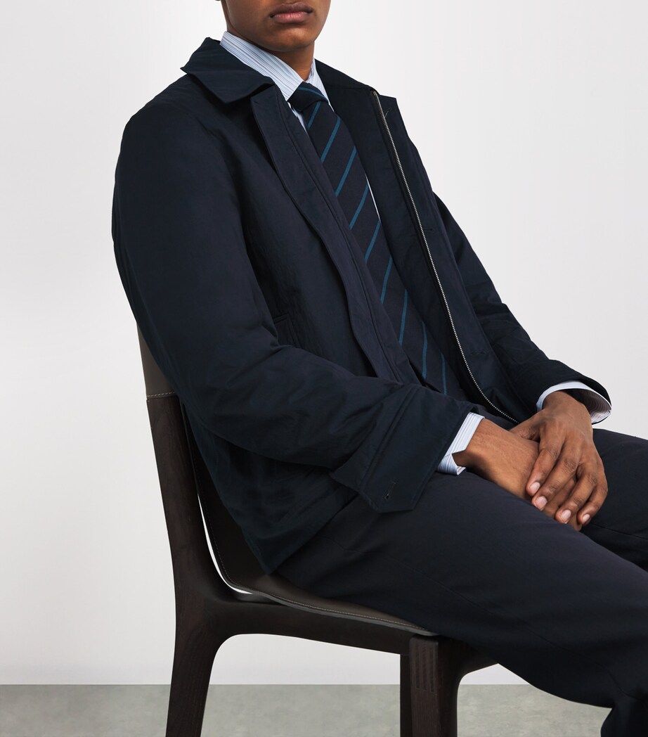 Wool-Silk Diagonal Stripe Tie 49_VERY DARK NAVY Image 2