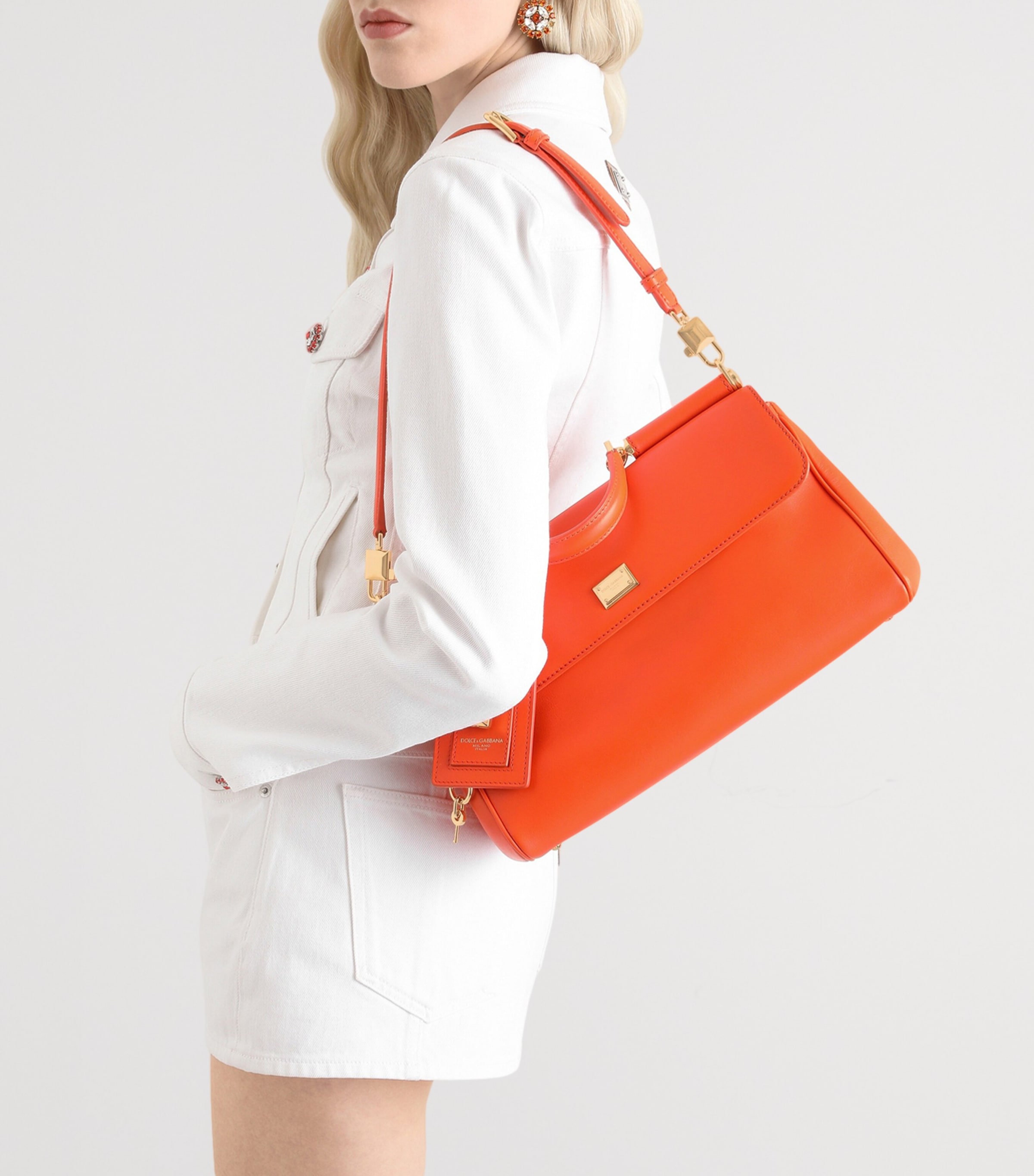 Dolce&Gabbana Leather My Sicily Top-Handle Bag Orange Image 2
