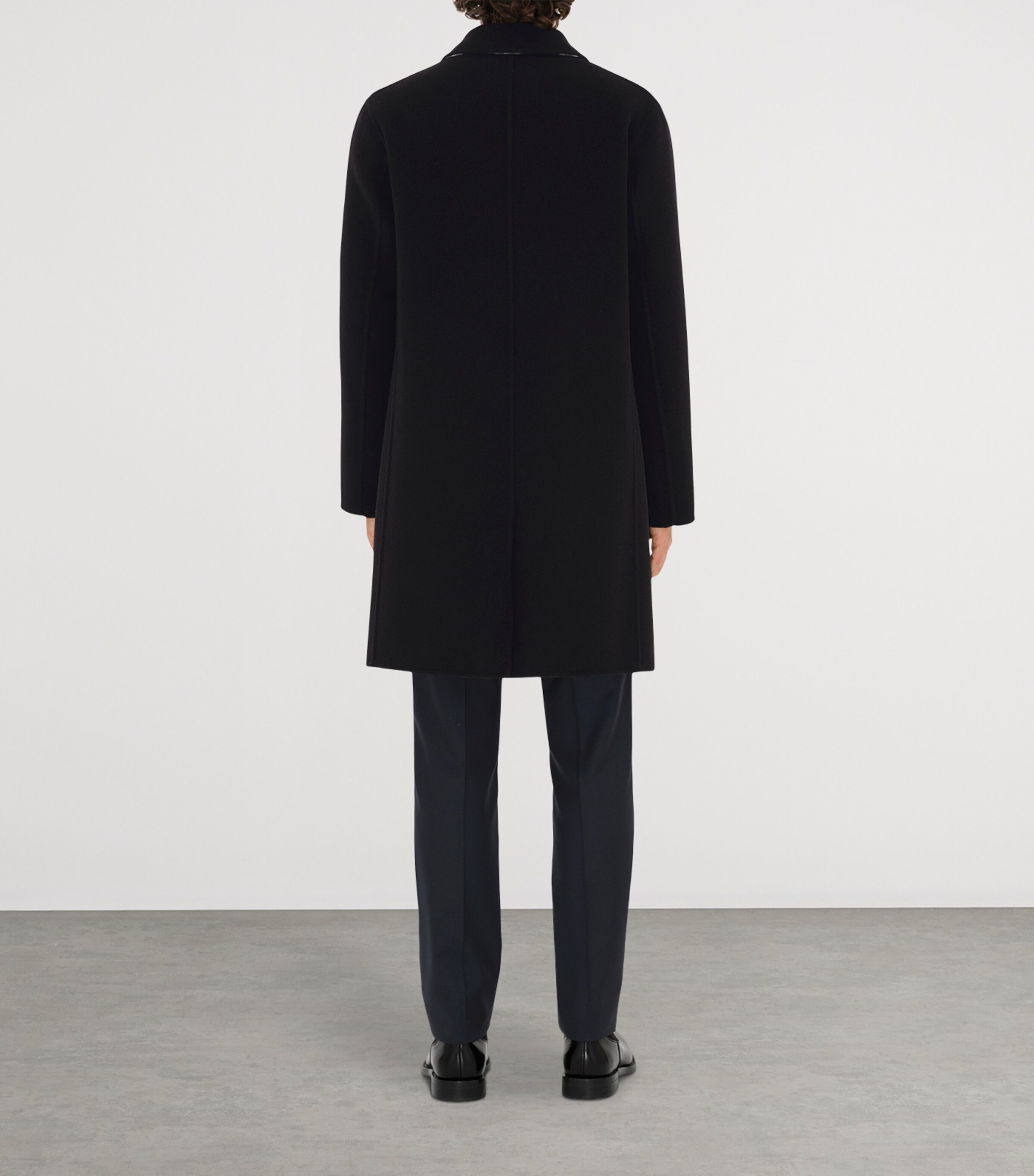 Burberry Mens Wool Mid-Length Car Coat Black/snug Ip Check Image 5