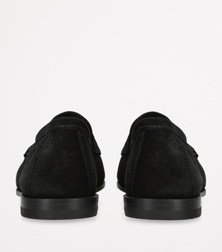 Santoni Suede Carlos Penny Loafers Black Image 2