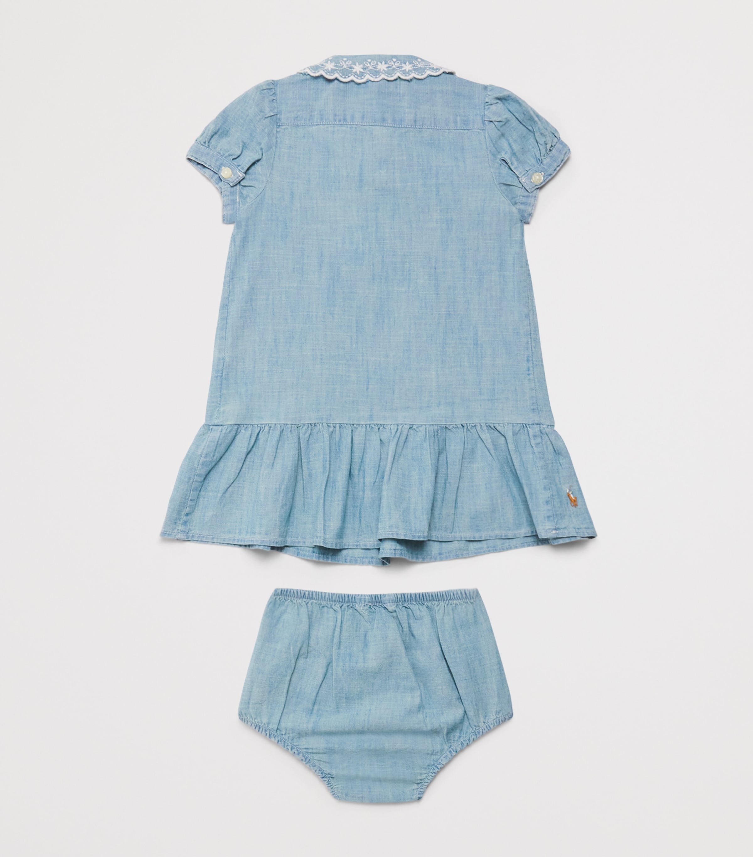Ralph Lauren Kids Cotton Chambray Dress and Bloomers Set (3-24 Months) New Medium Wash Image 2
