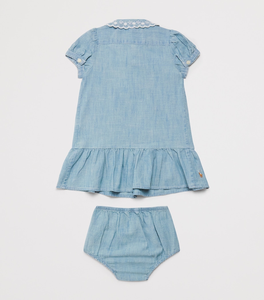Ralph Lauren Kids Cotton Chambray Dress and Bloomers Set (3-24 Months) New Medium Wash Image 2