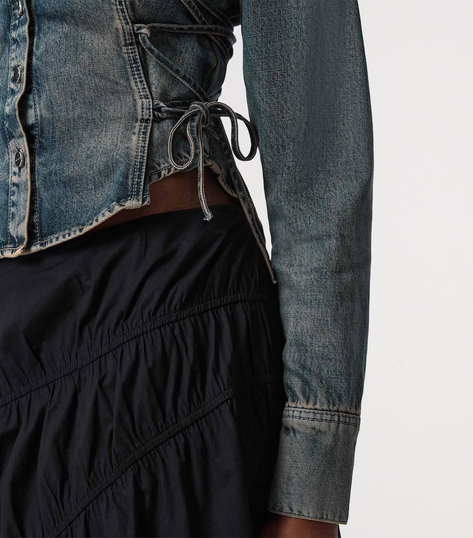AllSaints Womens Denim Lace-Up Evanna Shirt Tinted Indigo Image 6