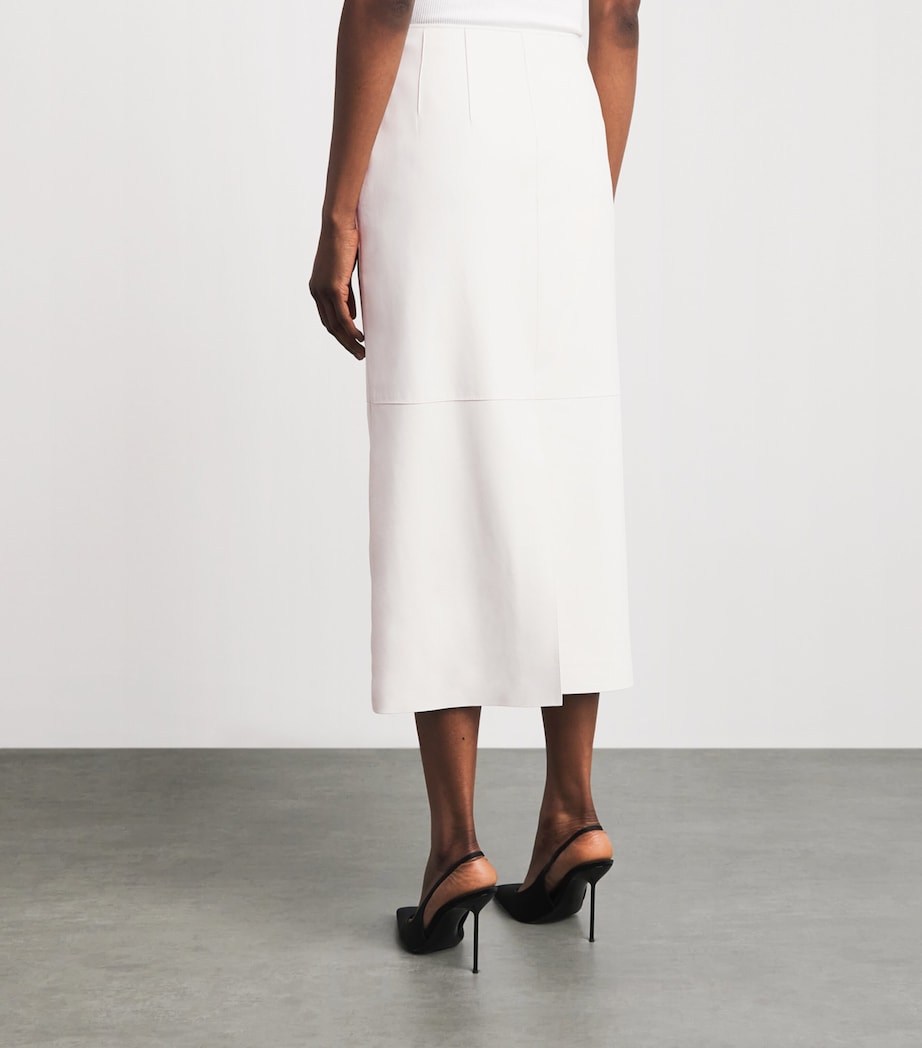 Lafayette 148 Womens Lambskin Midi Skirt White Image 5
