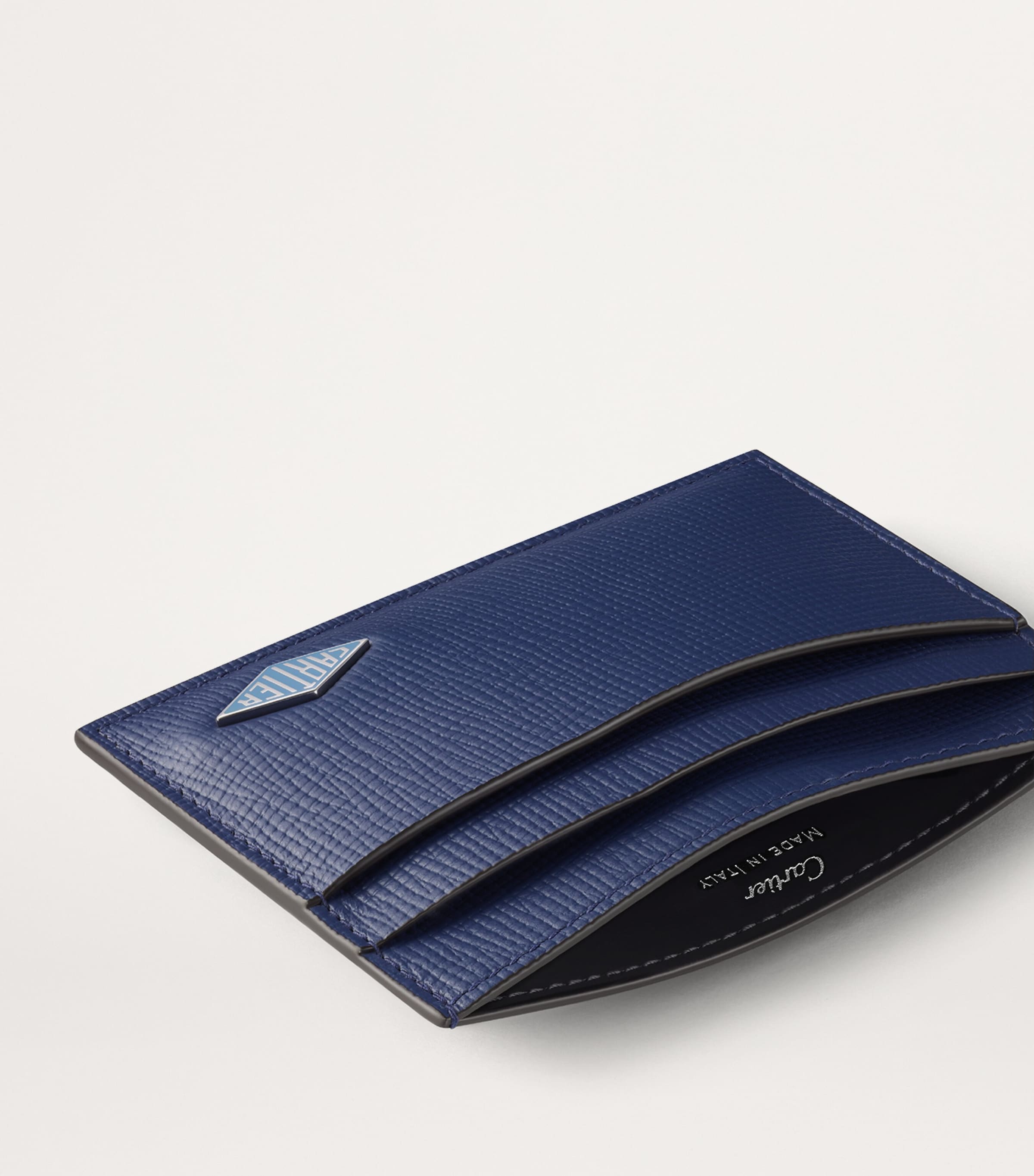 Grained Calfskin Losange Double Card Holder BLUE Image 5
