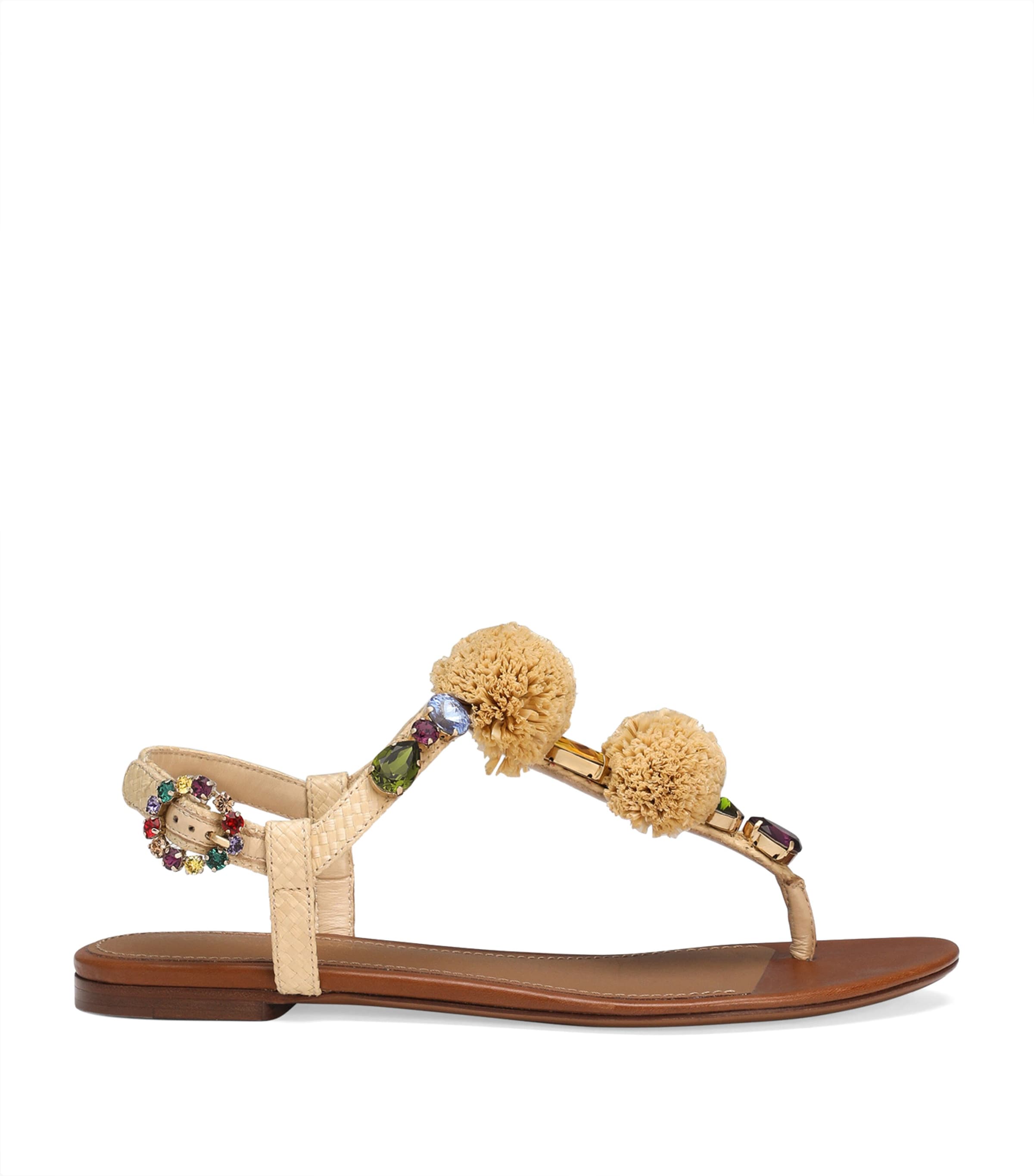 Dolce & Gabbana Crochet-Embellished Sandals | Holiday Shop | Womens | Sandals | Women Shoes | Flat Sandals | Designers | Dolce & Gabbana
