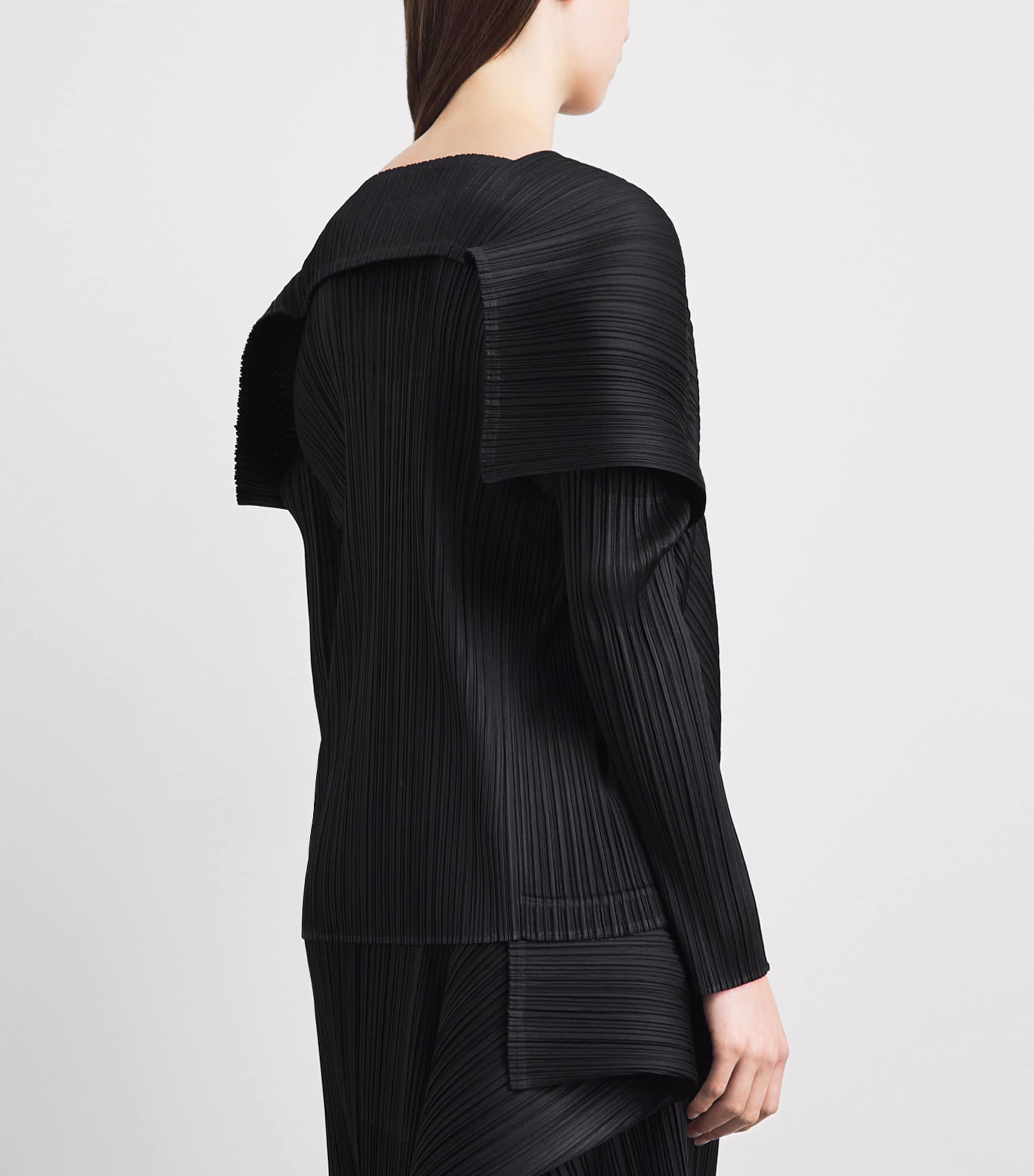 Pleats Please Issey Miyake Black Pleated Module Top | Harrods UK
