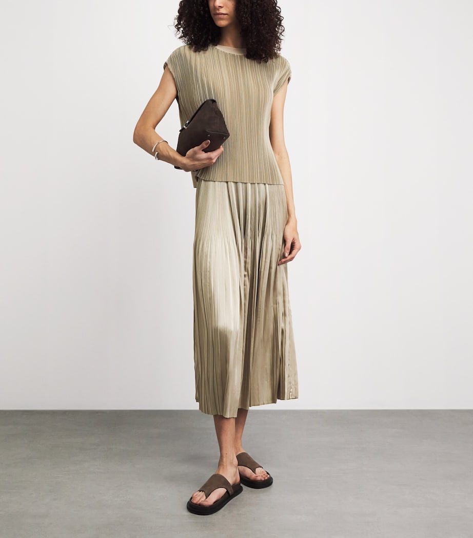 Joseph Womens Satin Pleated Rabat Midi Skirt Powder Image 2