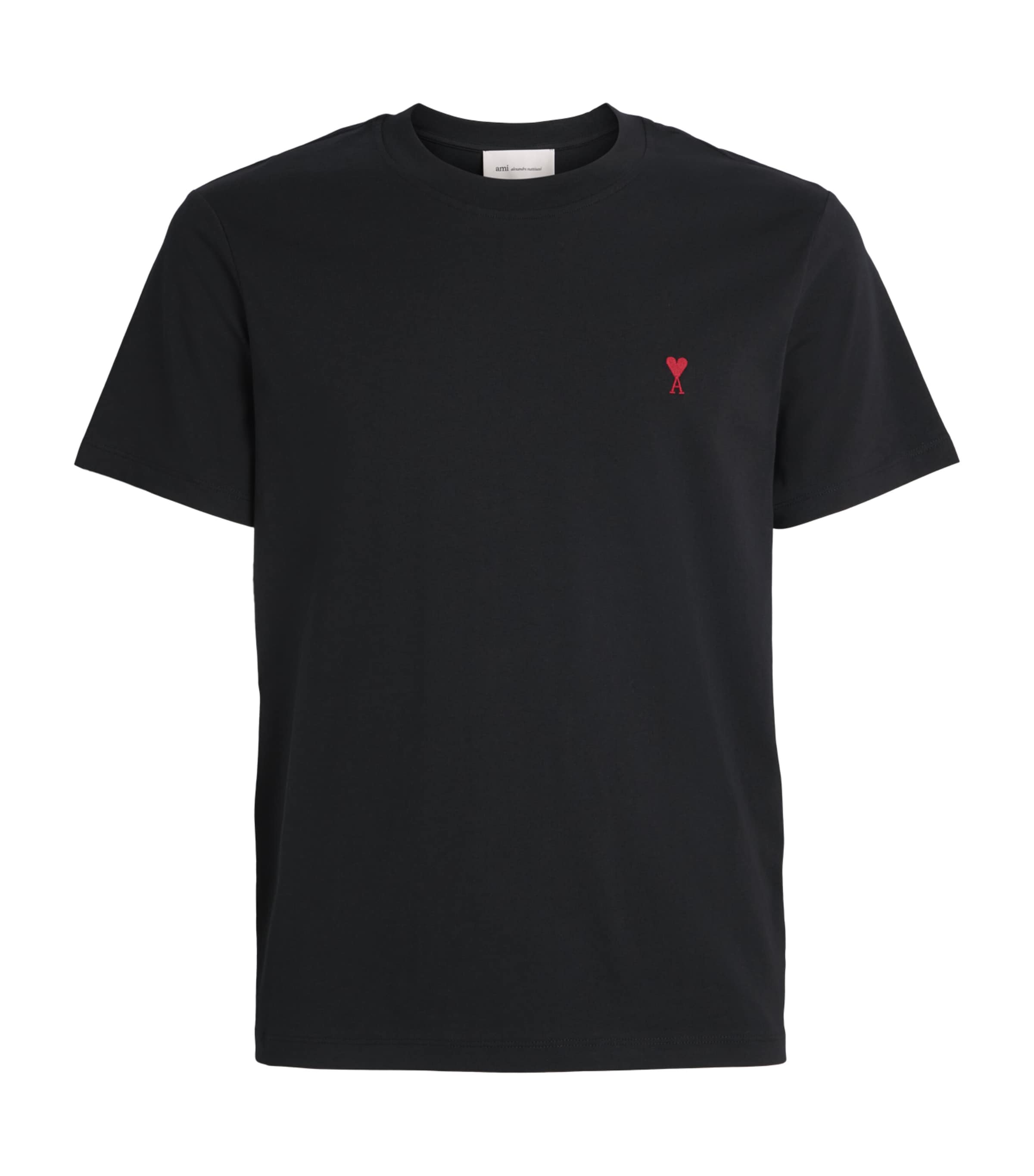 AMI Paris Mens Cotton Ami de Coeur T-Shirt Noir Image 1