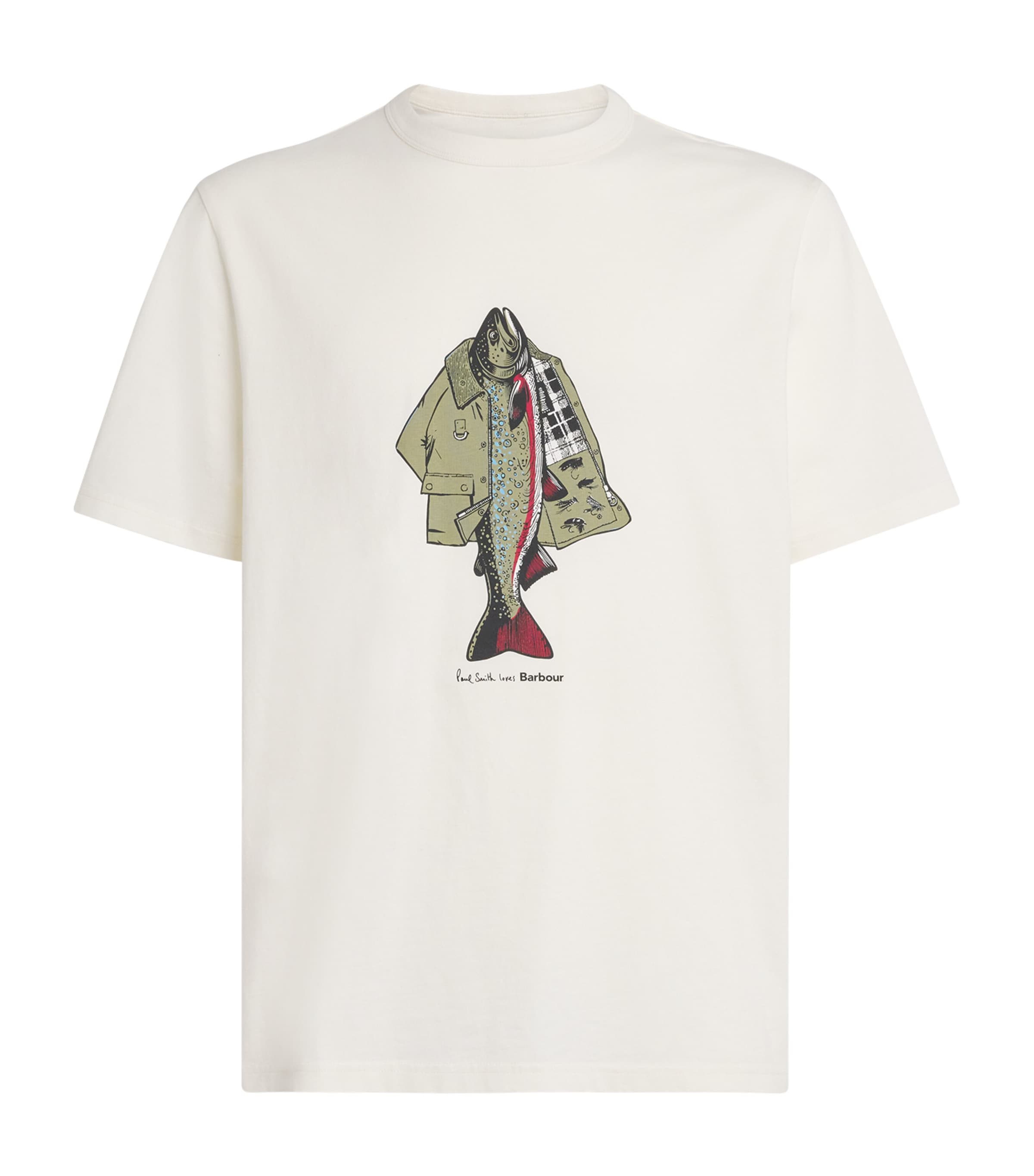 Barbour Mens x Paul Smith Fishing Jacket T-Shirt Whisper Image 1