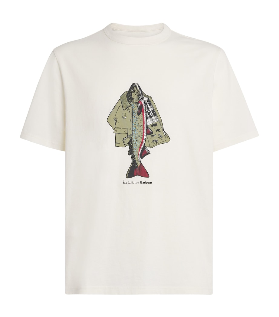 Barbour Mens x Paul Smith Fishing Jacket T-Shirt Whisper Image 1