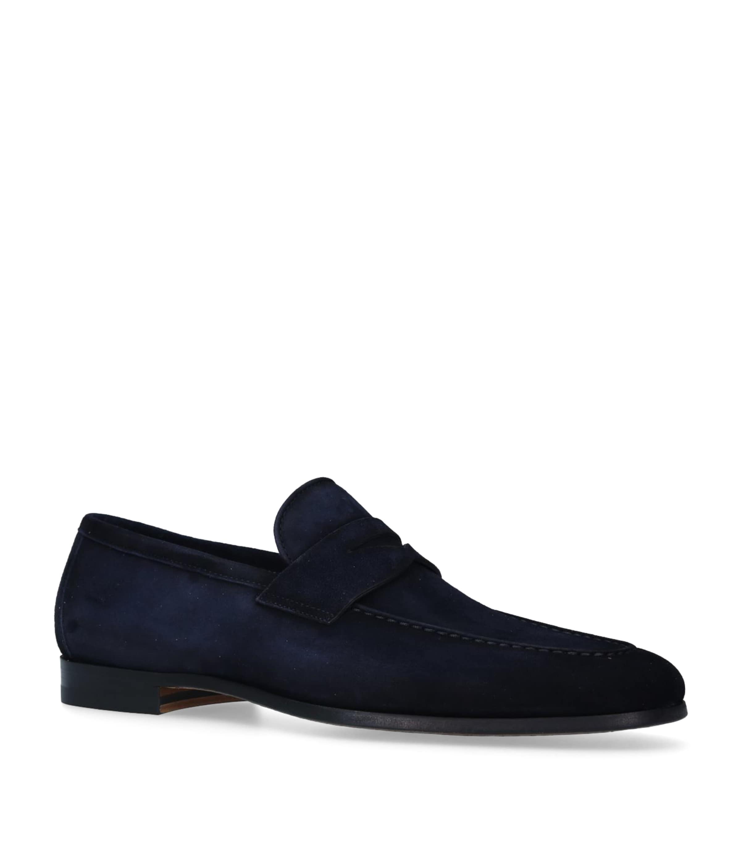 Magnanni Mens Mid Brown Diezma Suede Penny Loafers In Blue