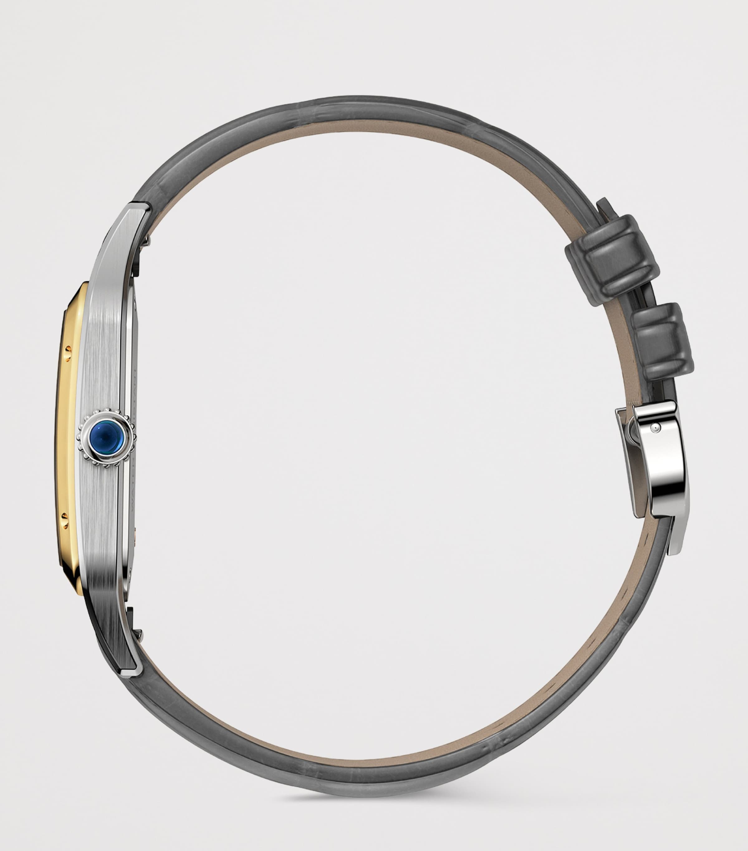 Cartier Large Stainless Steel and Yellow Gold Santos-Dumont Watch 31.4mm Grey Satin Image 2