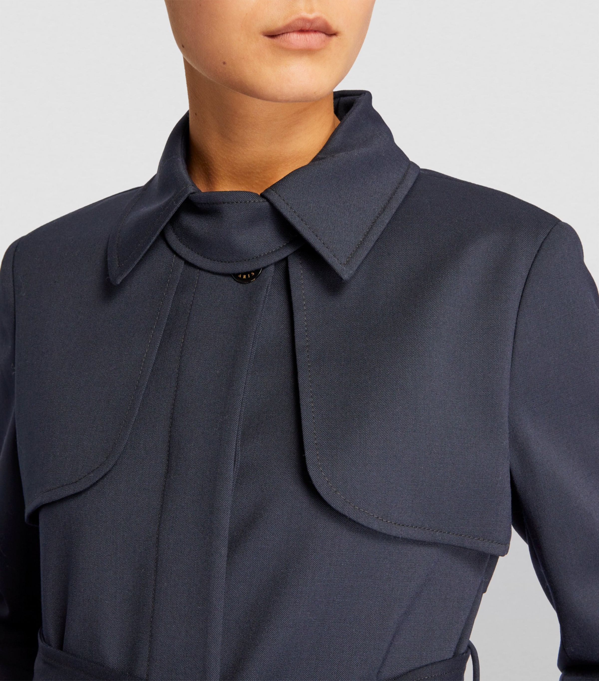 【海外限定】sandroトレンチコート☆Pleated-panel twill trench Pleated trench coat with belt white / beige For Women