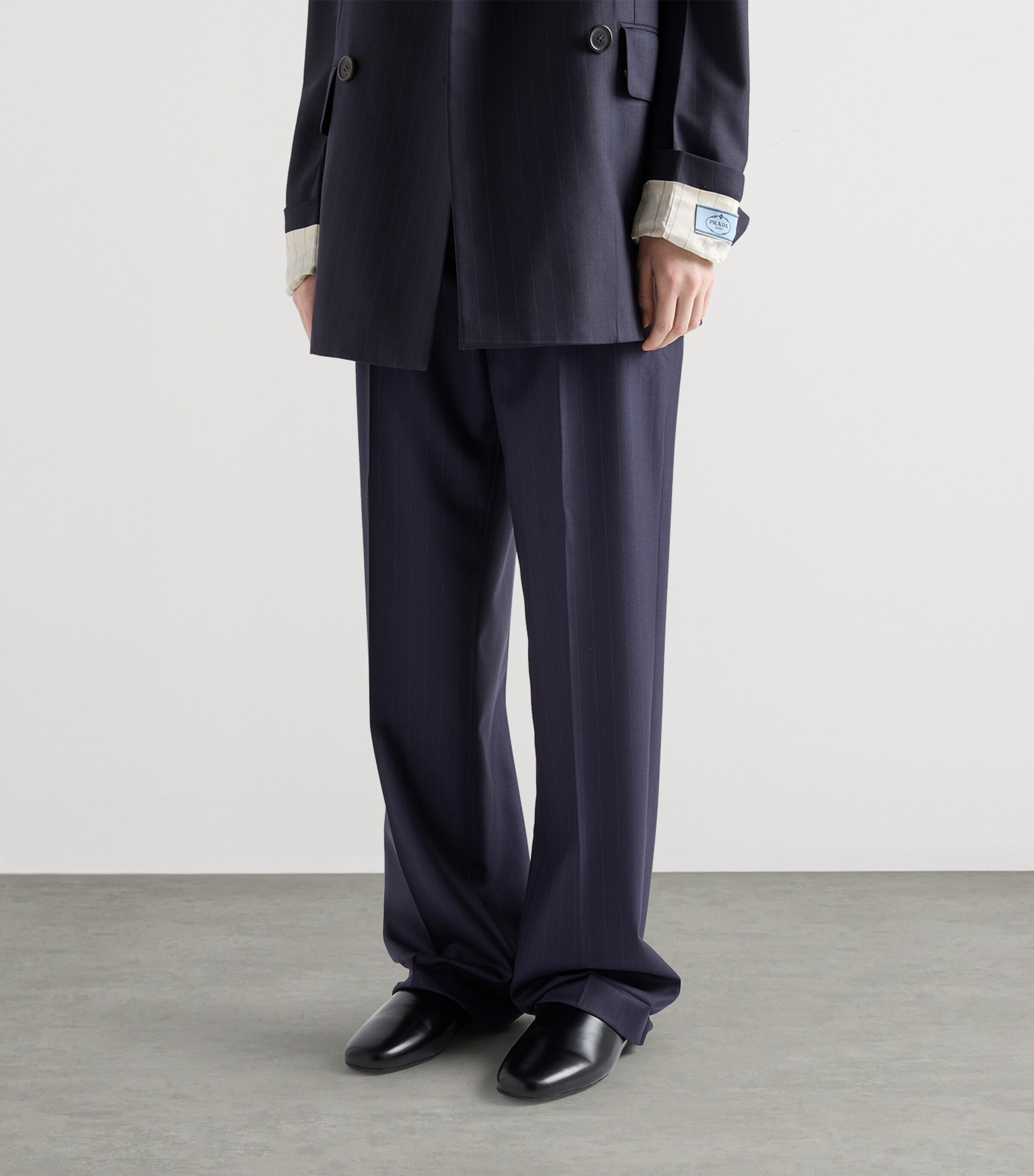 Wool Pinstripe Straight Trousers F0008 Image 3