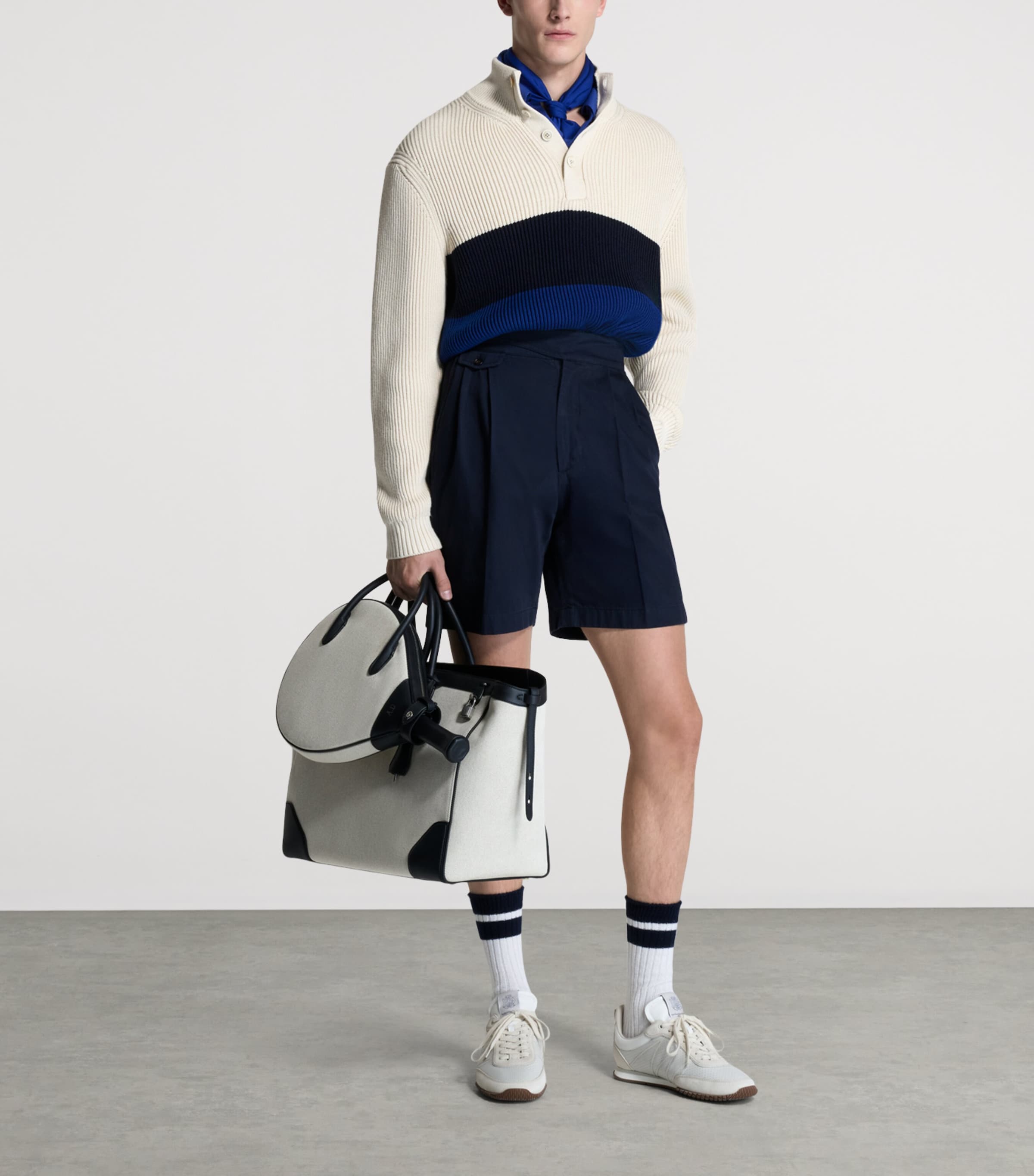 Dunhill Mens Cotton-Mulberry Silk Sweater White Image 2