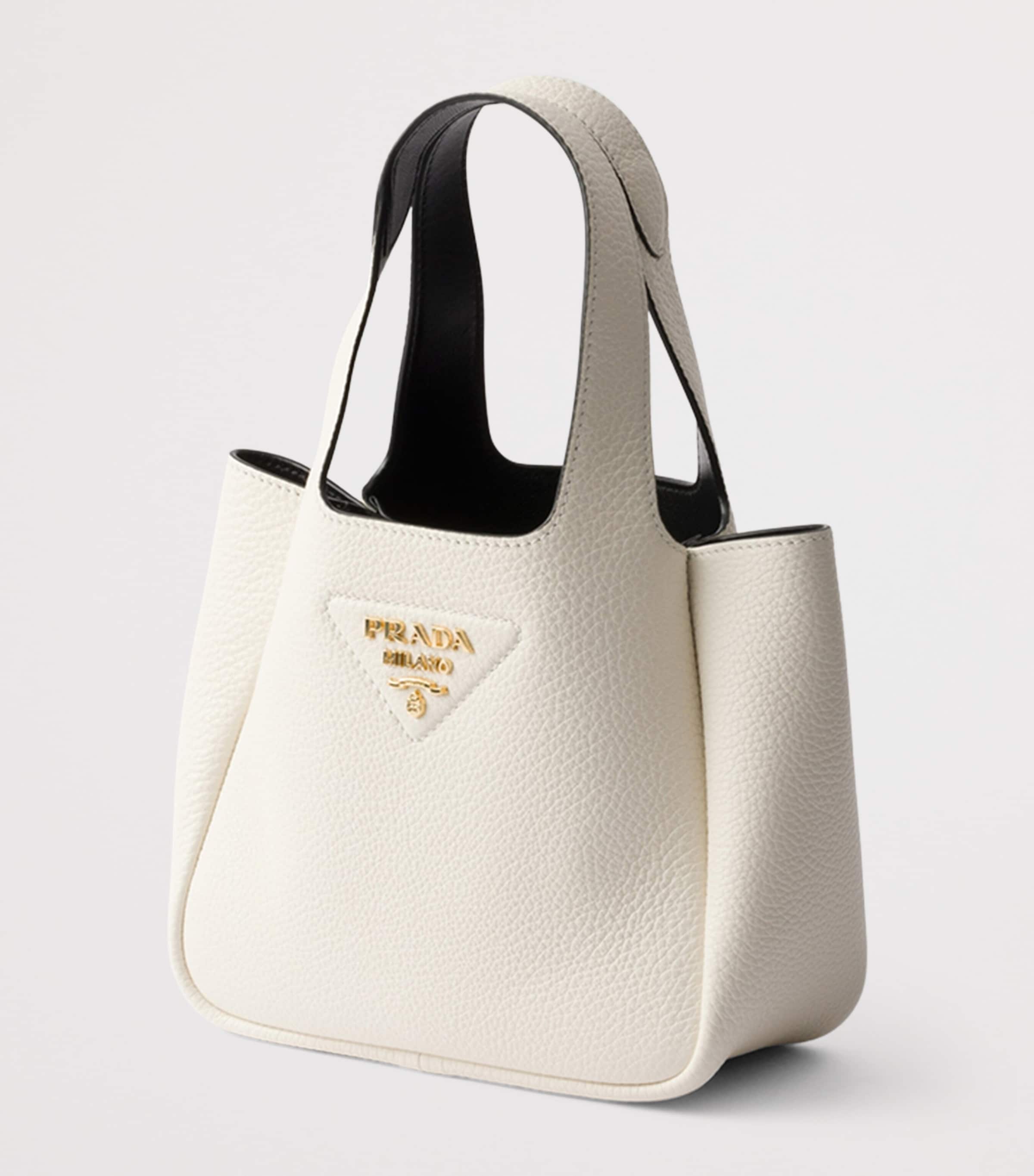 PRADA ホワイトレザーハンドバッグ Prada White Mini Leather Top-Handle Bag | Harrods UK