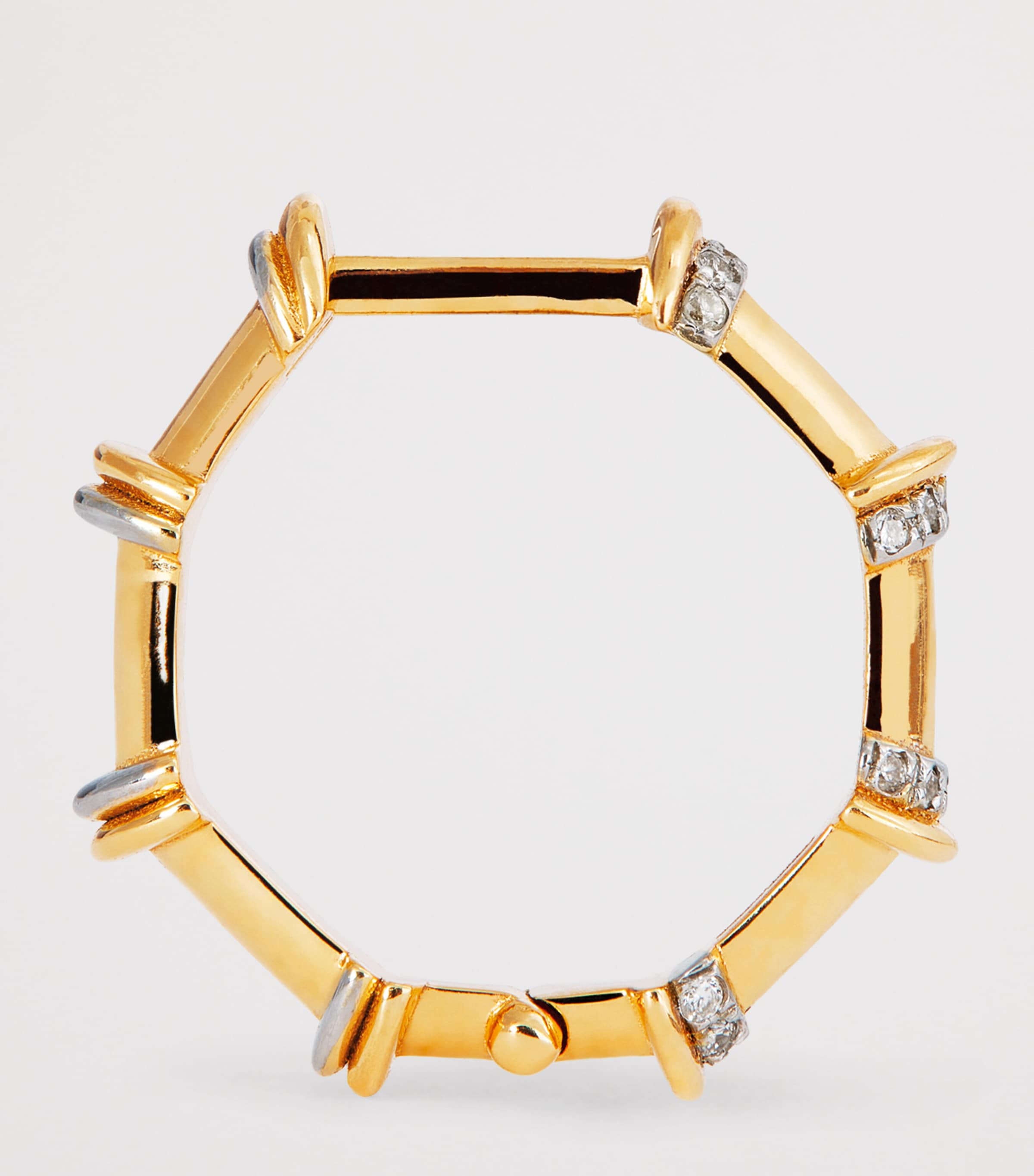 Small Yellow Gold and Diamond Warrior N*93 Hoop Earrings YELLOW GOLD Image 4