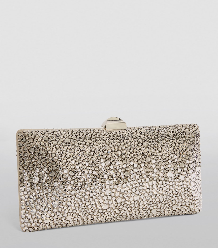 Rodo Silk Satin Crystal-Embellished Clutch Bag Gunmetal Crystal Image 2