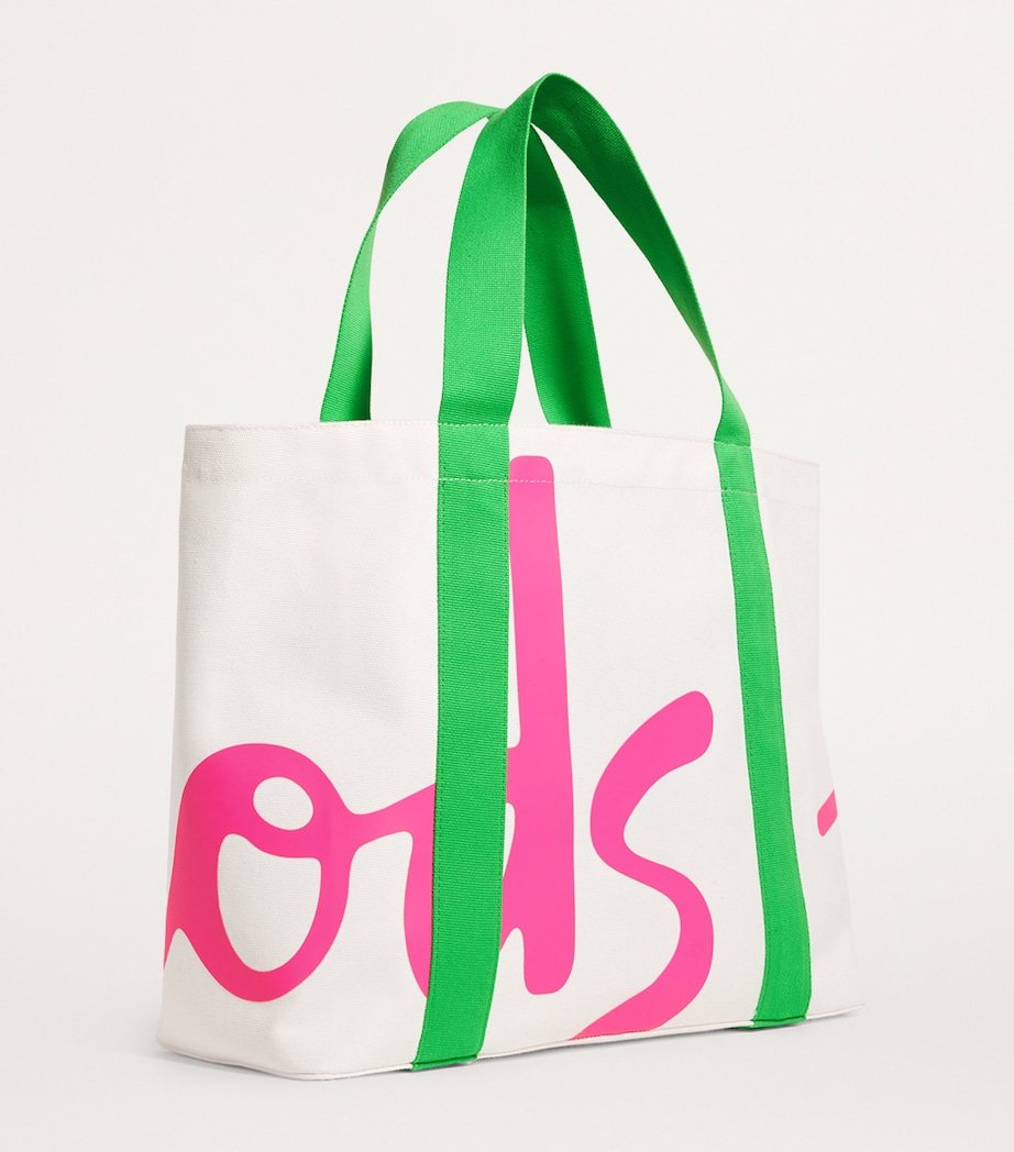 Medium Cotton Logo Tote Bag PINK Image 3