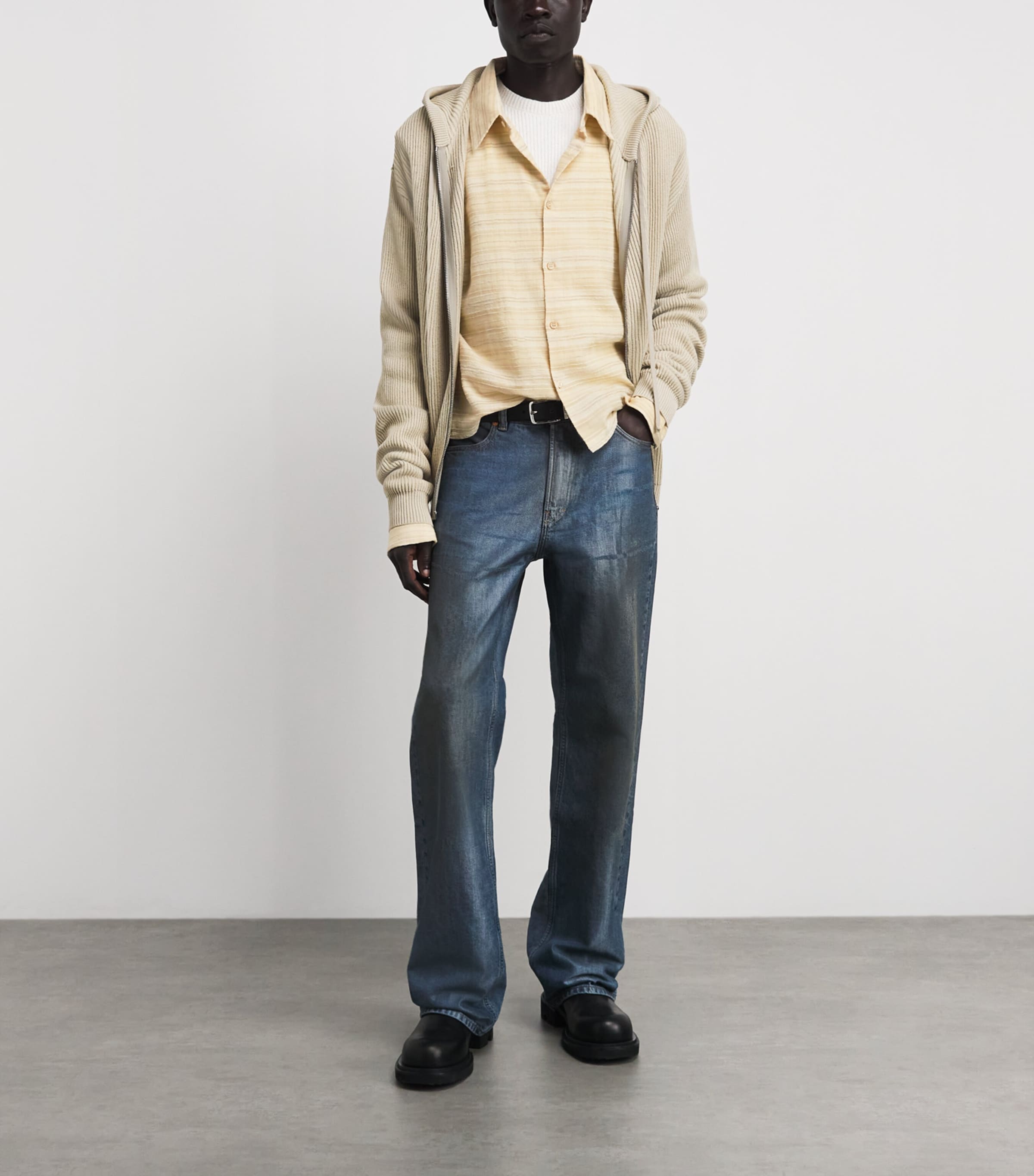 424 Mens Cotton-Blend Stripe Shirt Tea Wash Image 2