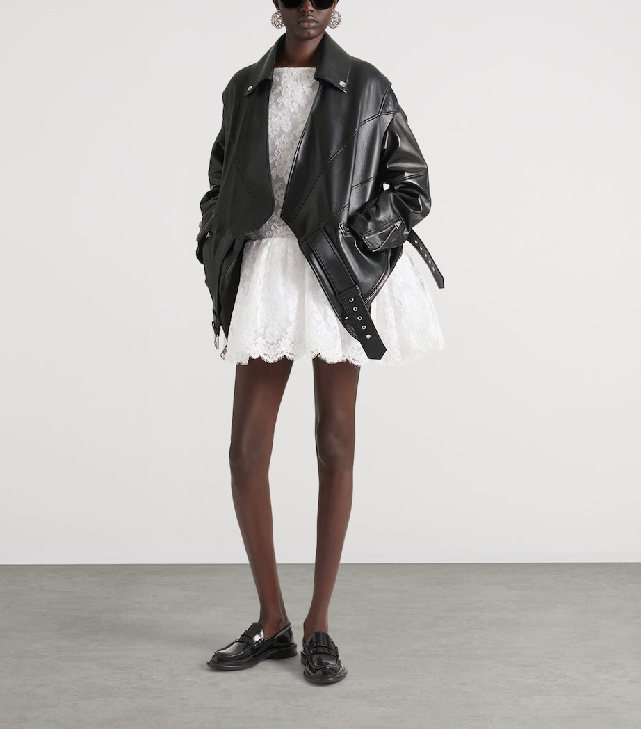 Leather Upside-Down Biker Jacket BLACK Image 2