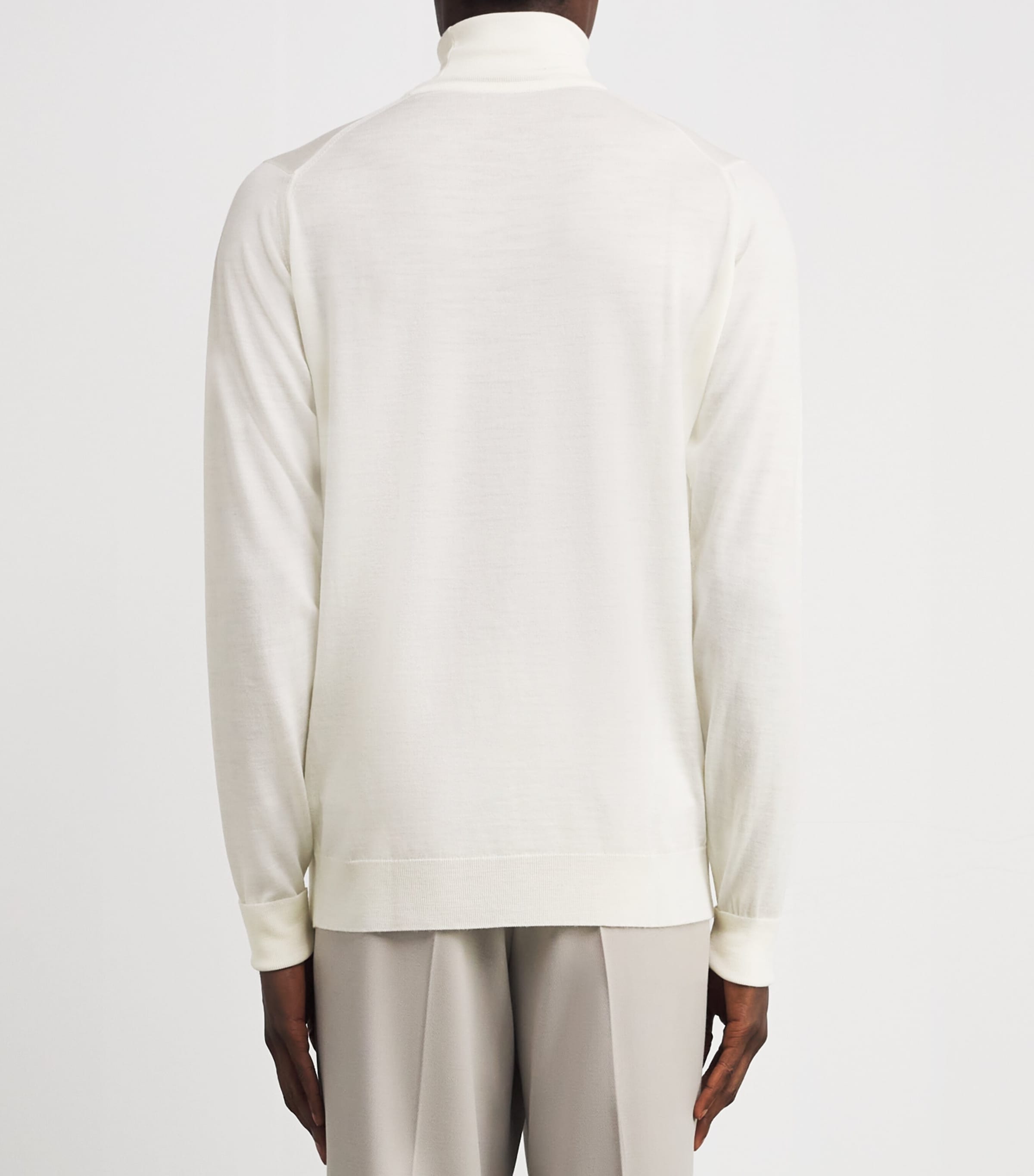 John Smedley Mens Extra Fine Merino Rollneck Richards Sweater Snow White Image 4