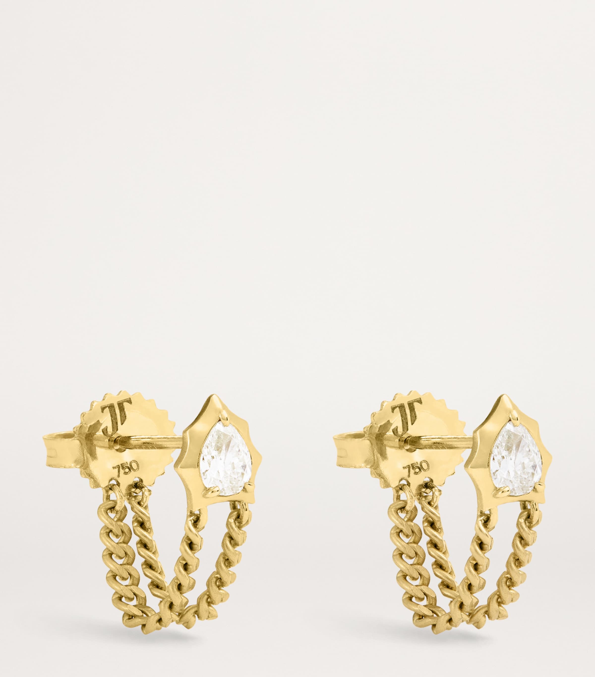 Jade Trau Yellow Gold and Diamond Envoy Chain Loop Earrings Yellow Gold Image 3