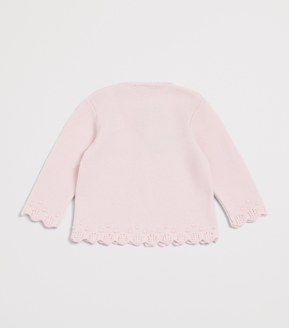 Paz Rodriguez Cotton Knitted Cardigan (1-24 Months) Light Pink Image 2