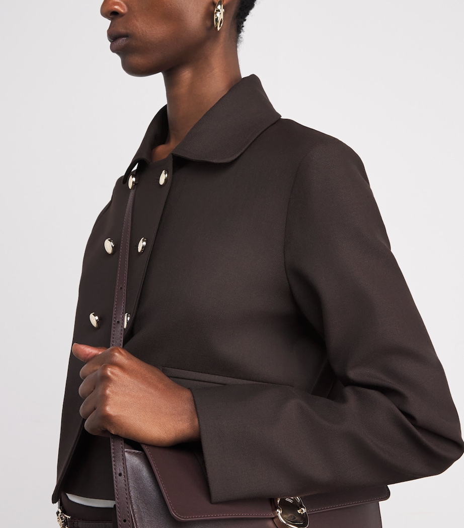 Double-Breasted Cropped Jacket BROWN Image 6