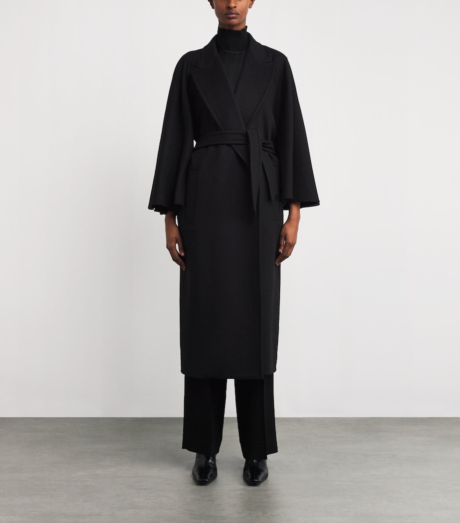 Cashmere-Wool Wrap Coat BLACK Image 3