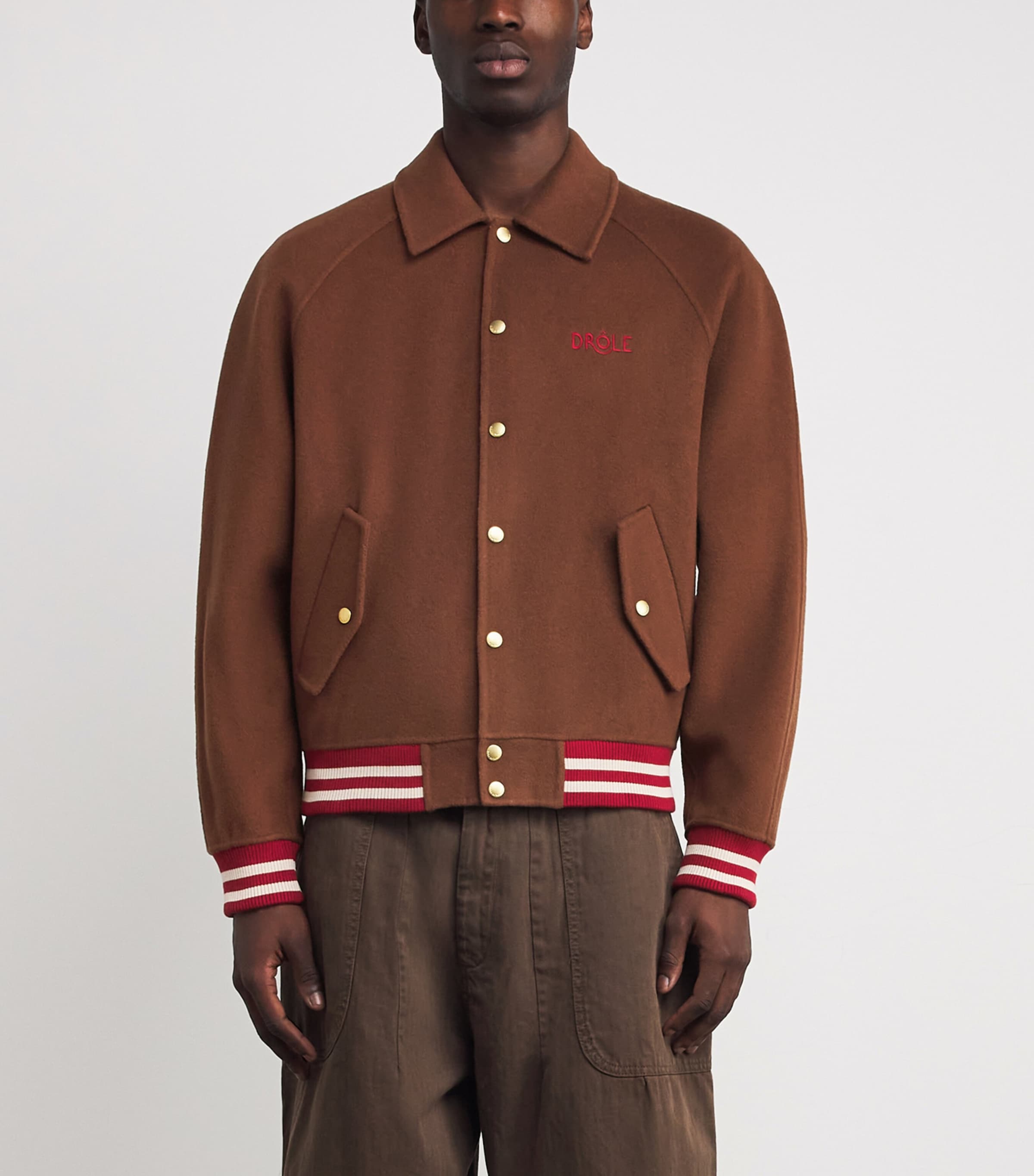 Wool-Blend Logo Bomber Jacket CHOCOLATE Image 3