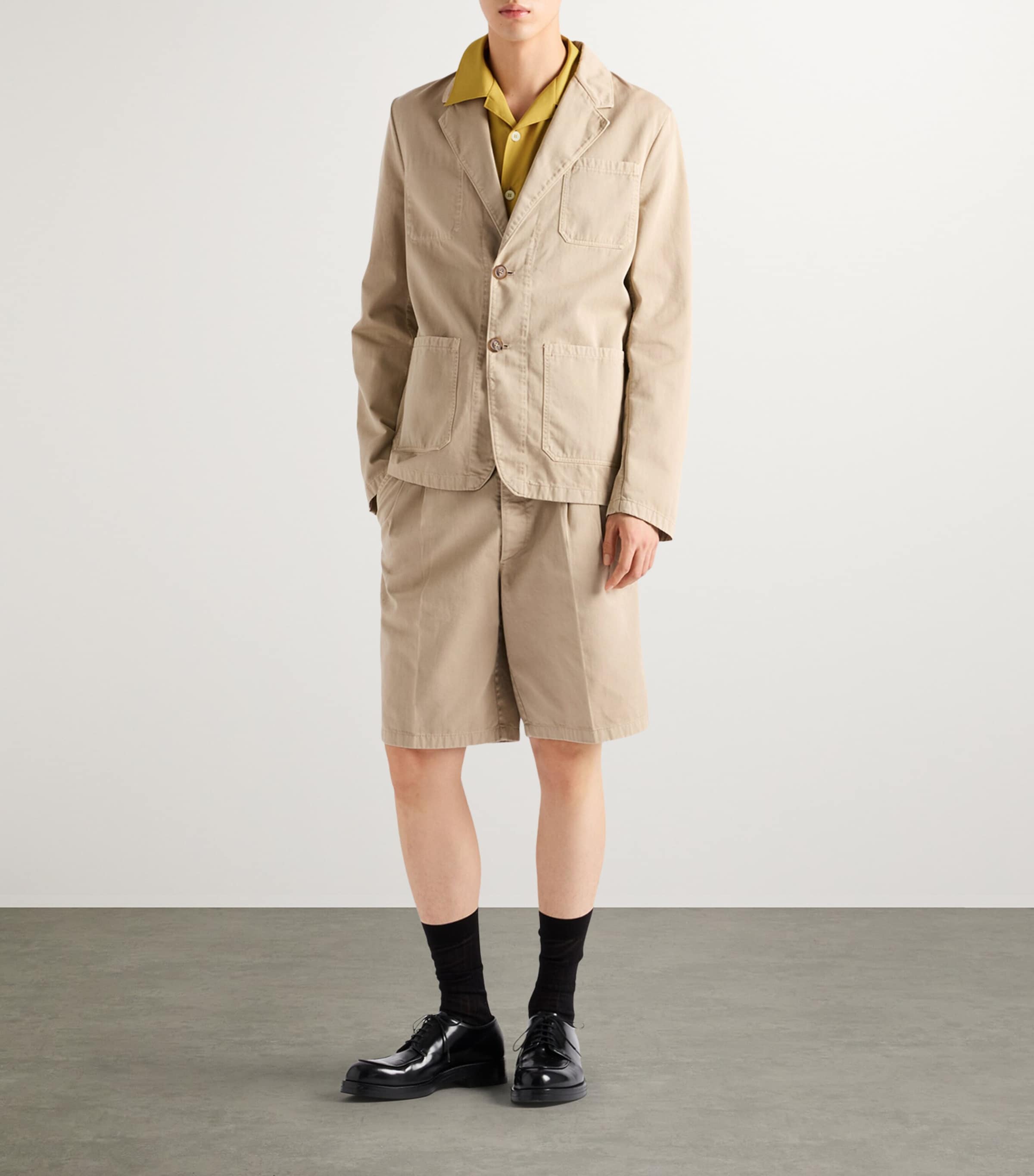 Prada Mens Cotton Logo Bowling Shirt Image 2