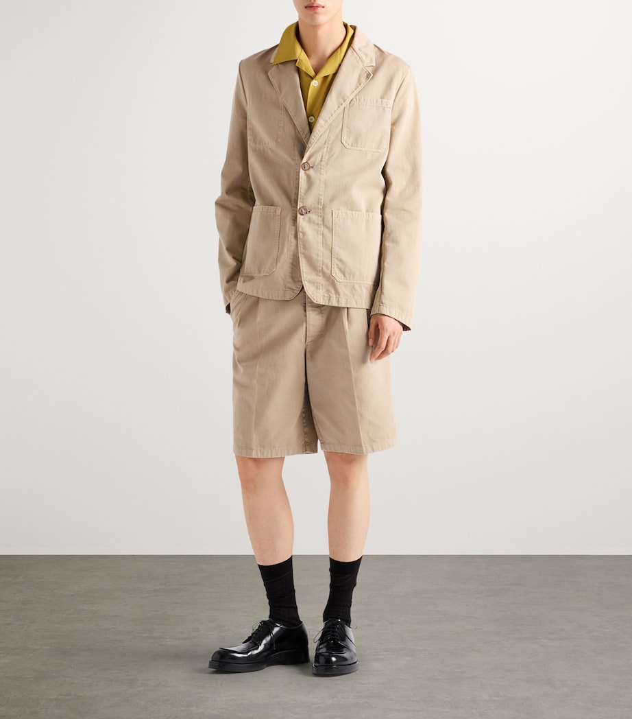 Prada Mens Cotton Logo Bowling Shirt Image 2