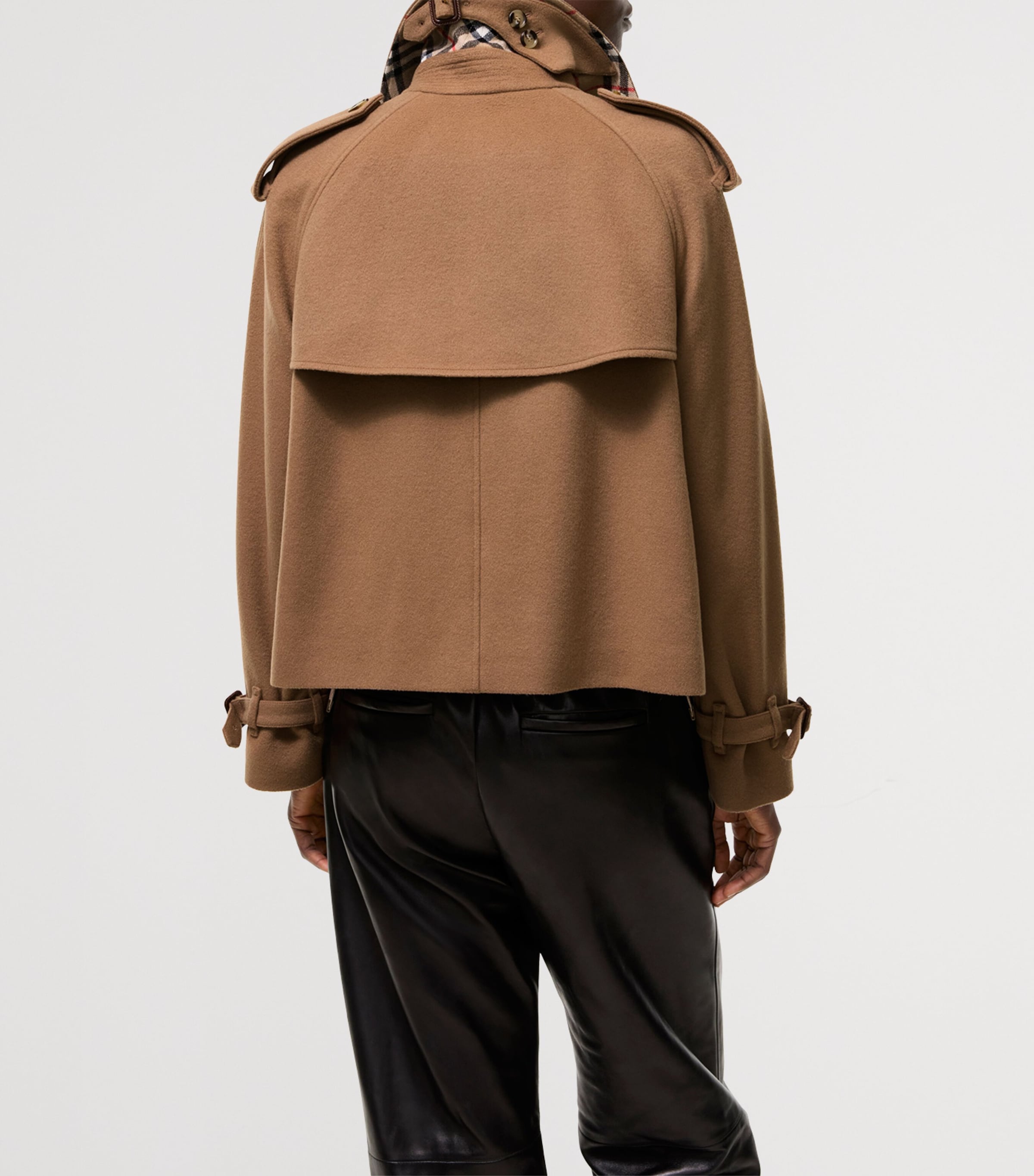 Burberry Womens Cashmere Mayfair Cropped Trench Jacket Camel Image 4