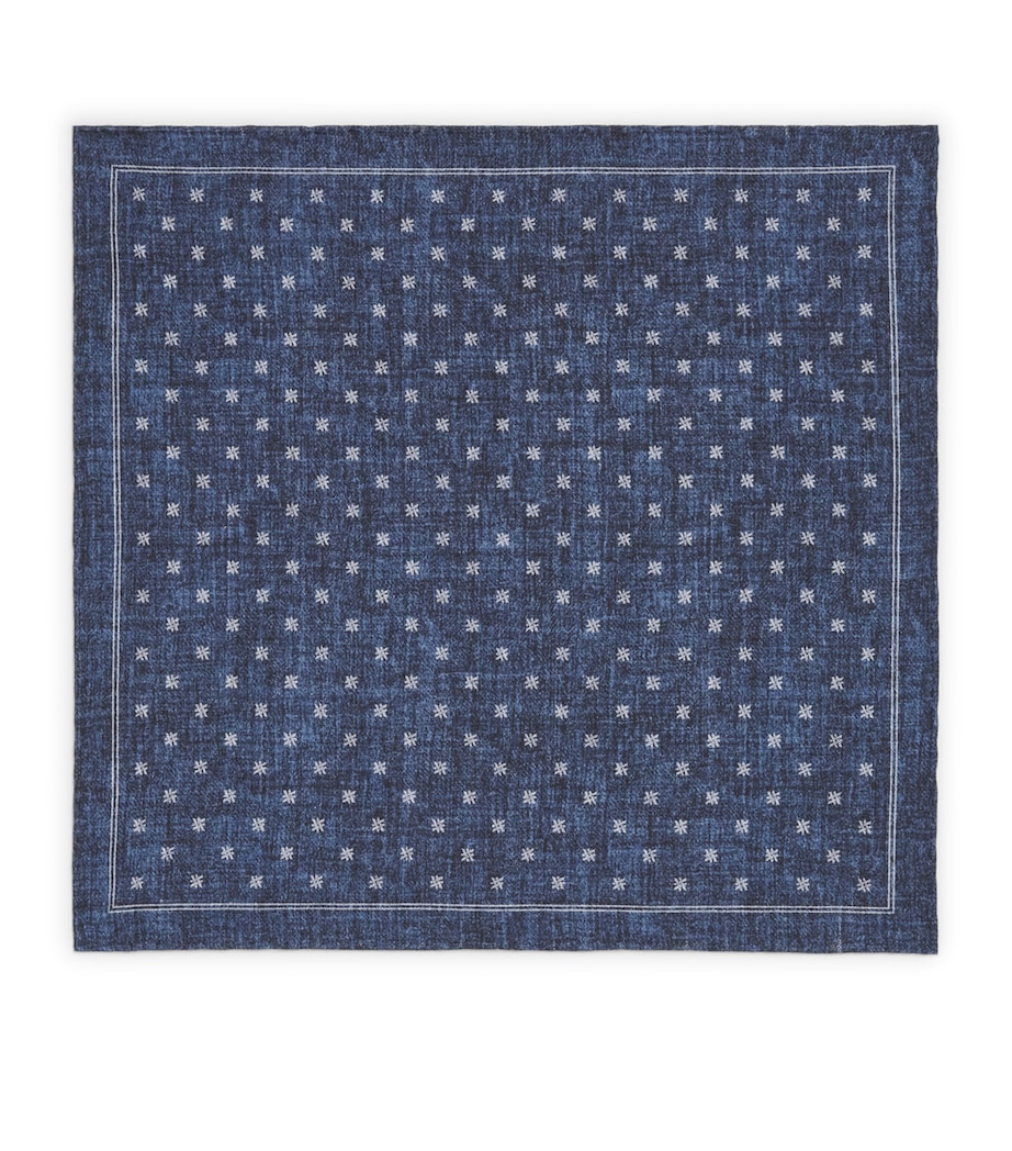 Eleventy Cotton-Wool Pocket Square Royal Image 1