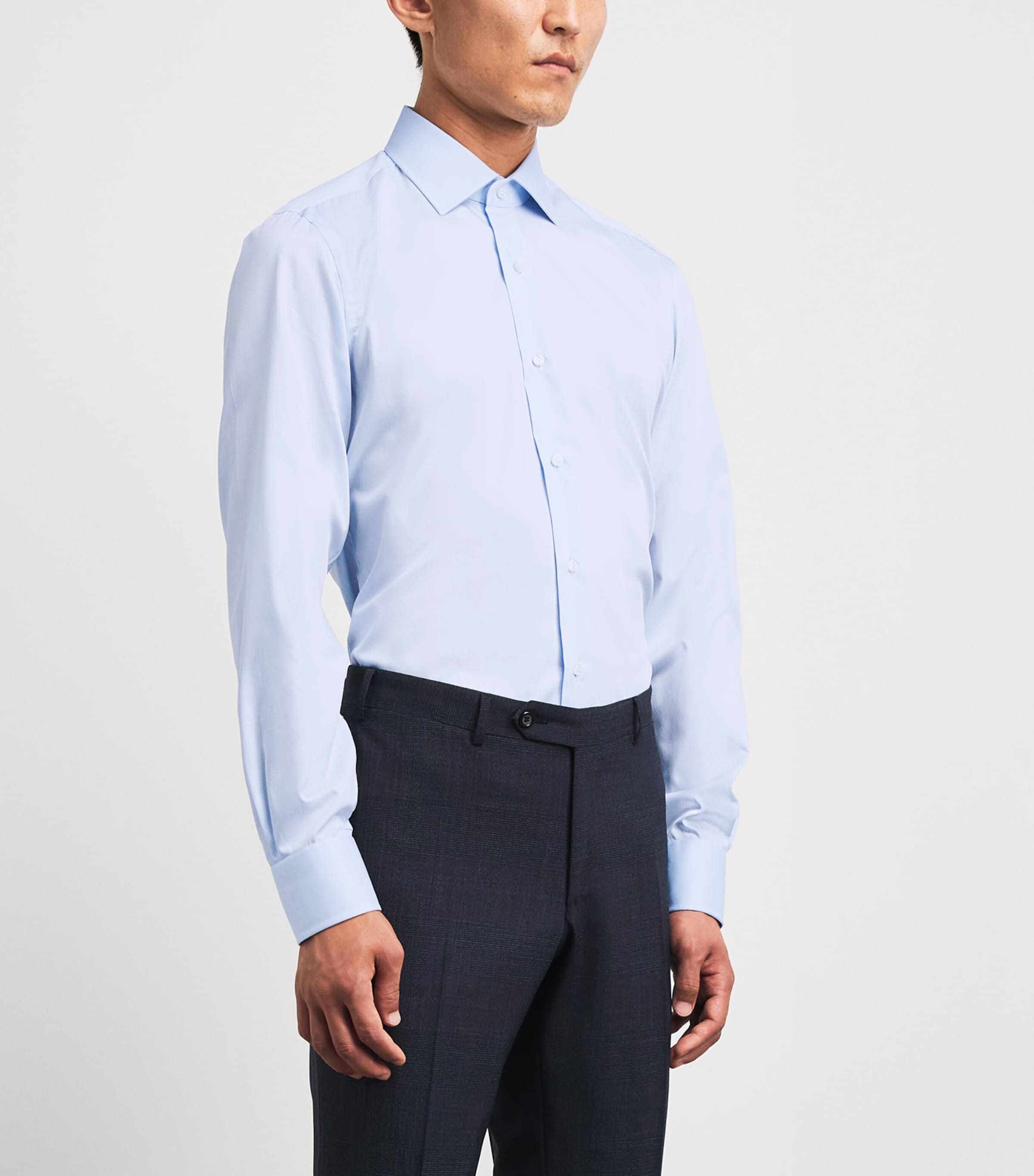 Barba Napoli Mens Cotton Twill Shirt Blue Image 4