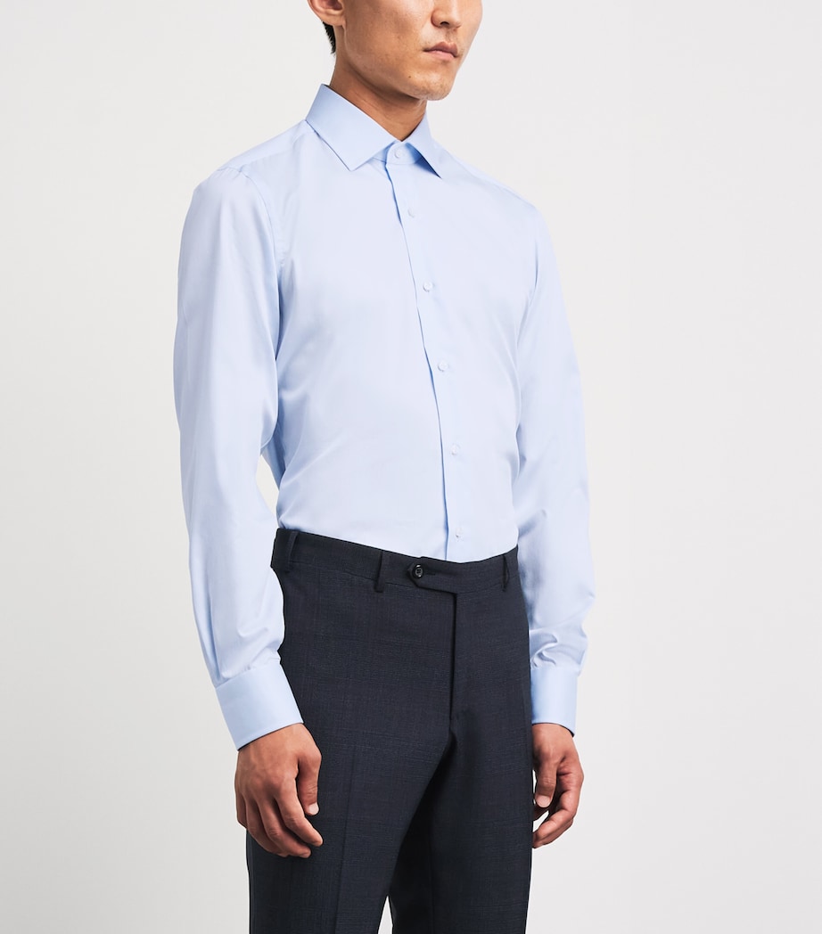 Barba Napoli Mens Cotton Twill Shirt Blue Image 4