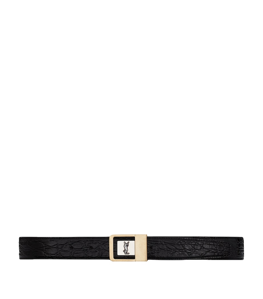 Croc-Embossed Leather Buckle Belt 1000 Image 1