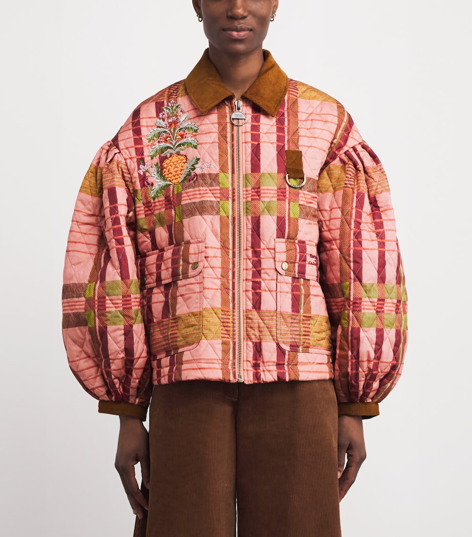 x FARM Rio Ana-Clara Quilted Jacket PK TRTN/BGE HRT PRNT Image 3