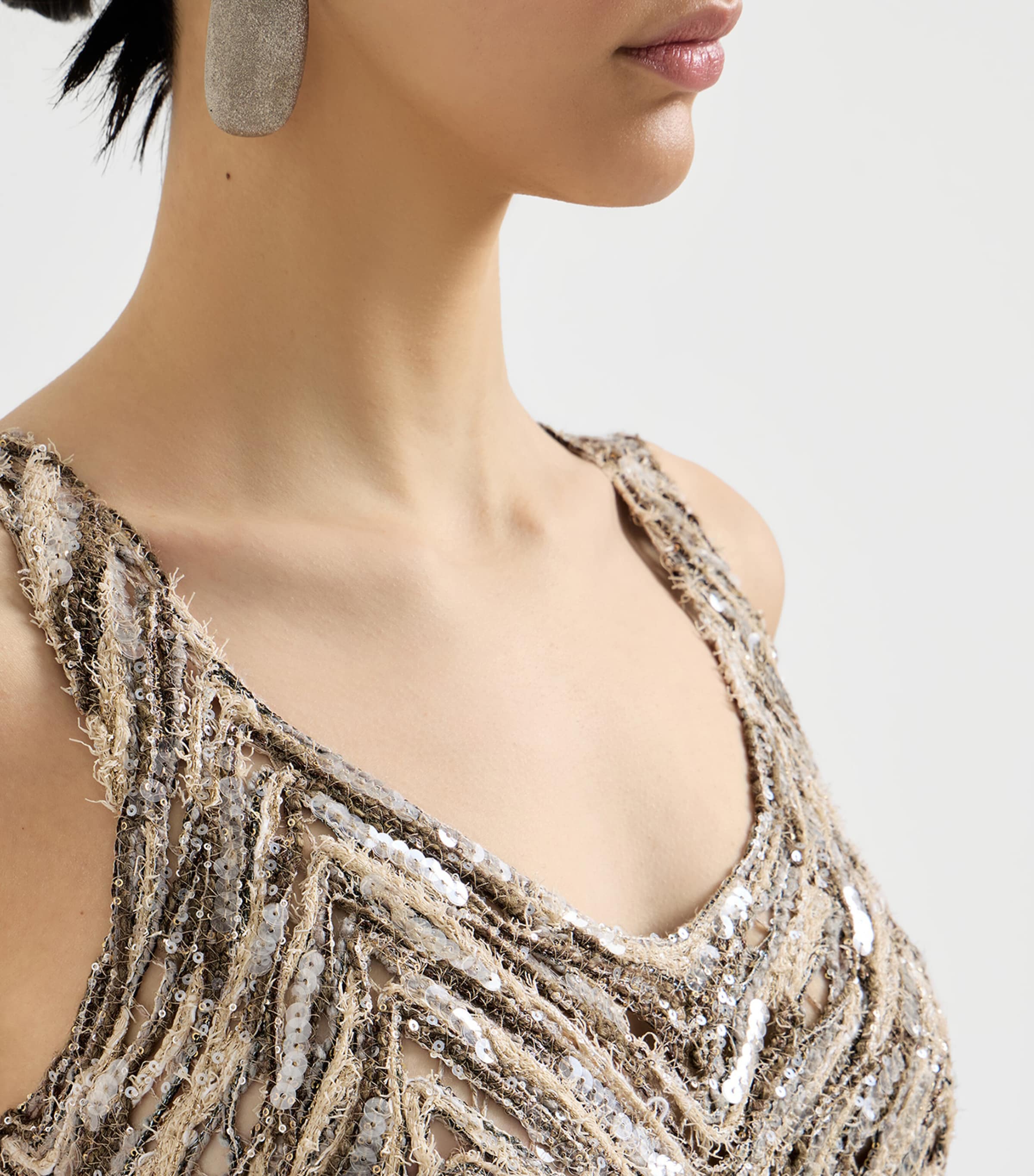 Chevron Sequinned Mini Dress CJ13 Image 6