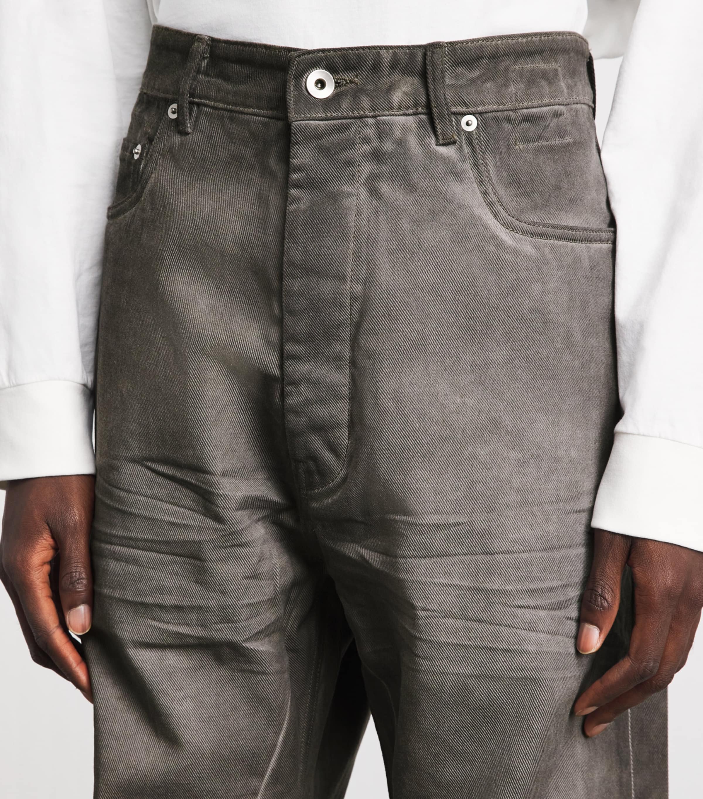 Rick Owens Mens Geth Wide-Leg Jeans Dark Dust Image 3