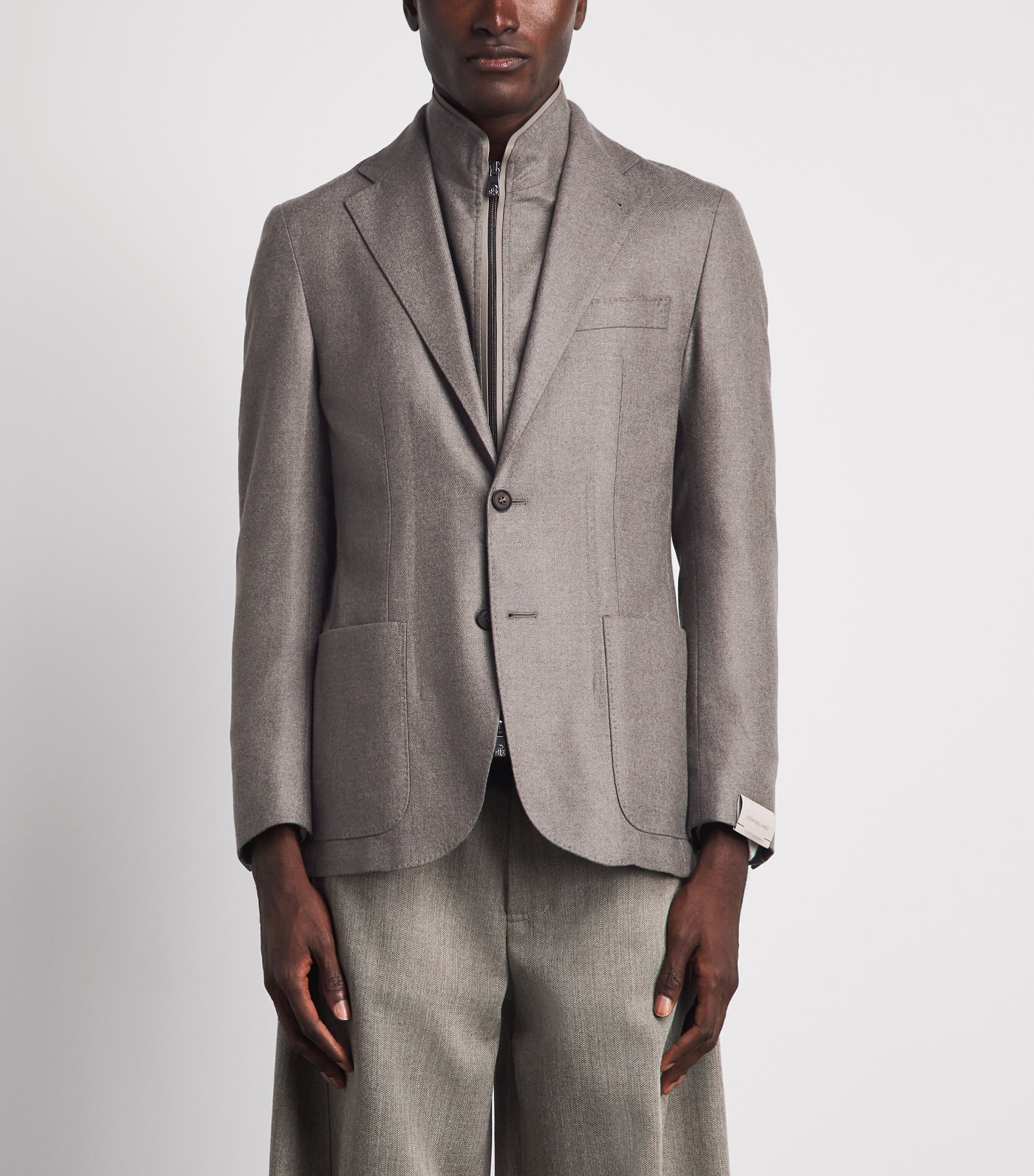 Corneliani Mens Virgin Wool-Cashmere Blazer Natural / Beige Image 4