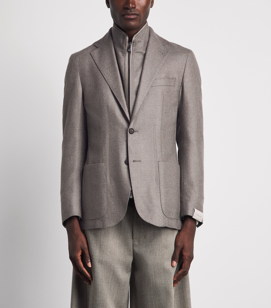 Corneliani Mens Virgin Wool-Cashmere Blazer Natural / Beige Image 4